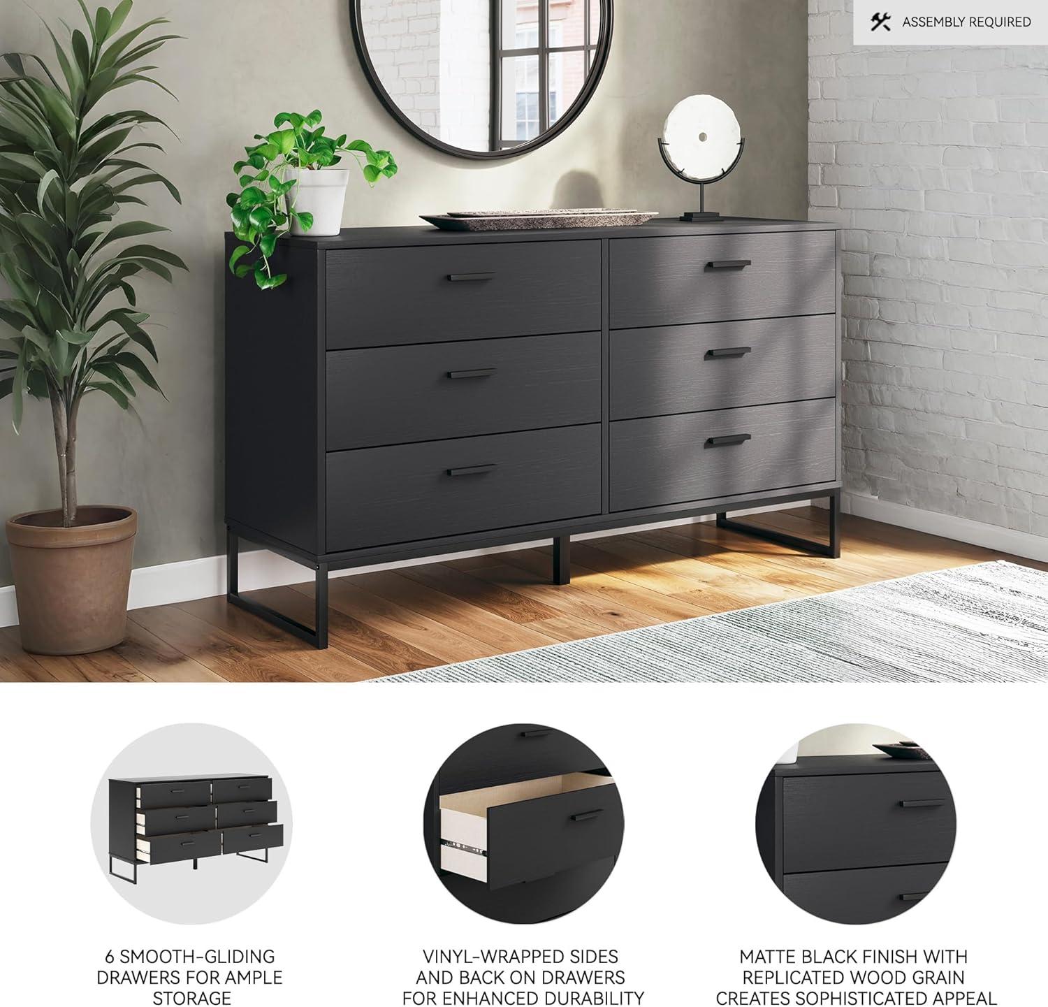 Signature Design by Ashley Socalle 6 Drawer Dresser, Black