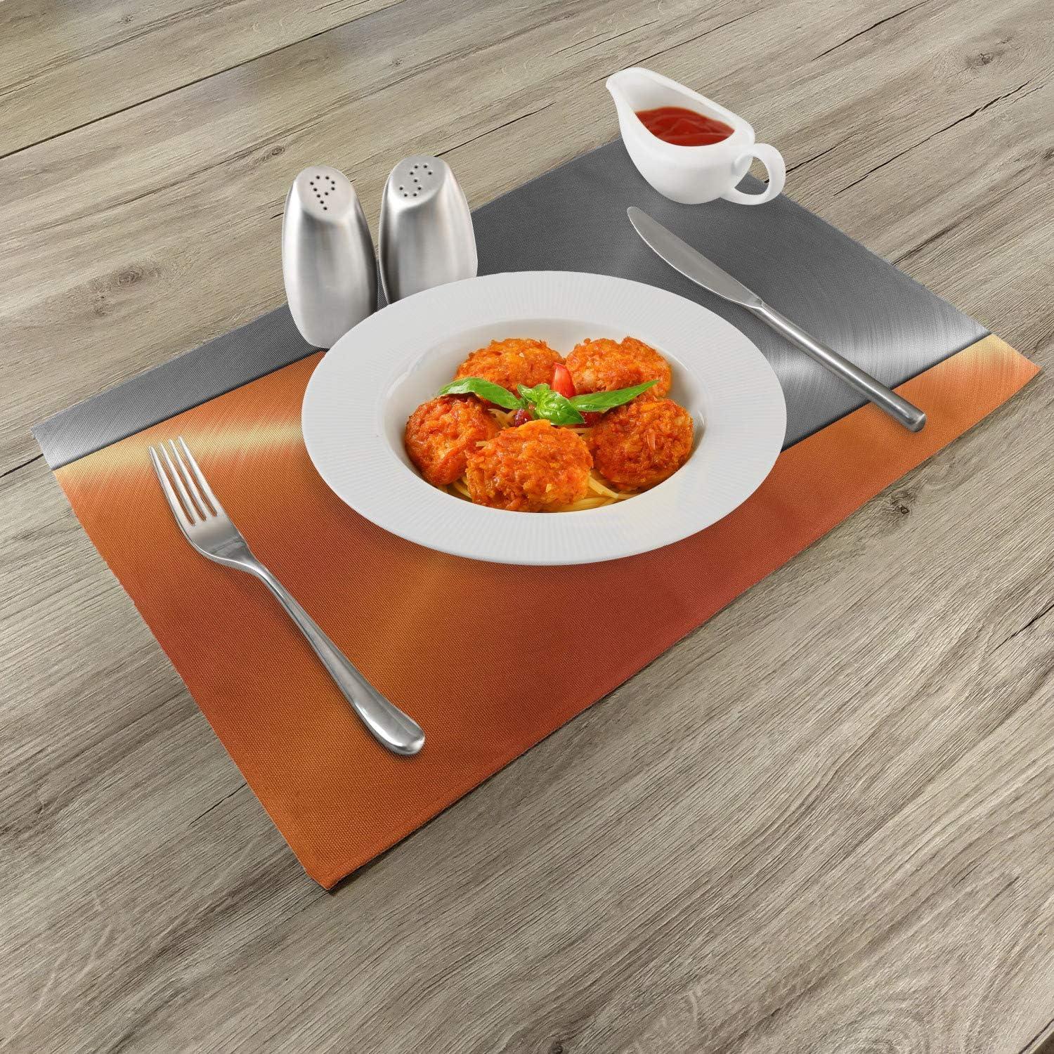 Ambesonne Orange Grey Place Mats Set of 4, Machinery Modern 3D, Standard Size, Orange Grey