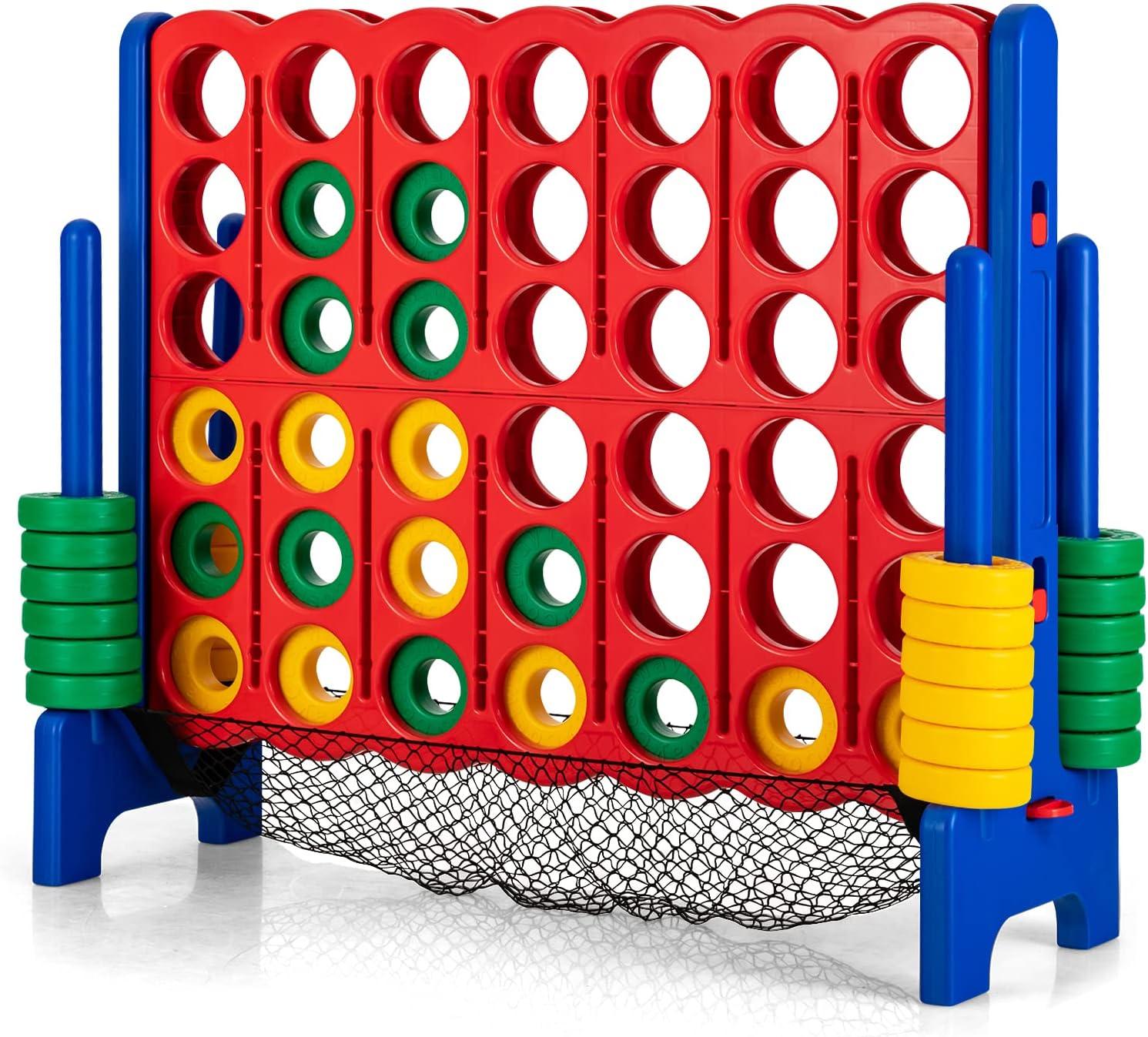 Costway 4-to-Score Giant Game Set 4-in-a-Row Connect Game W/Net Storage for Kids & Adult