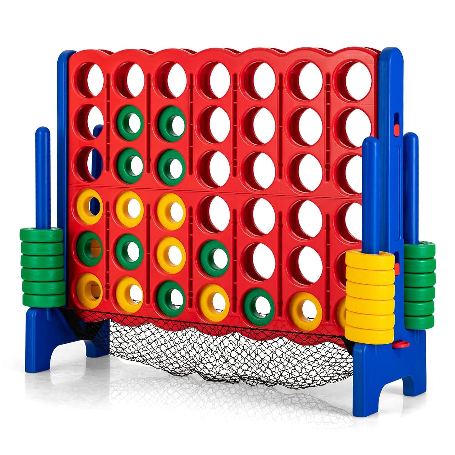 Costway 4-to-Score Giant Game Set 4-in-a-Row Connect Game W/Net Storage for Kids & Adult