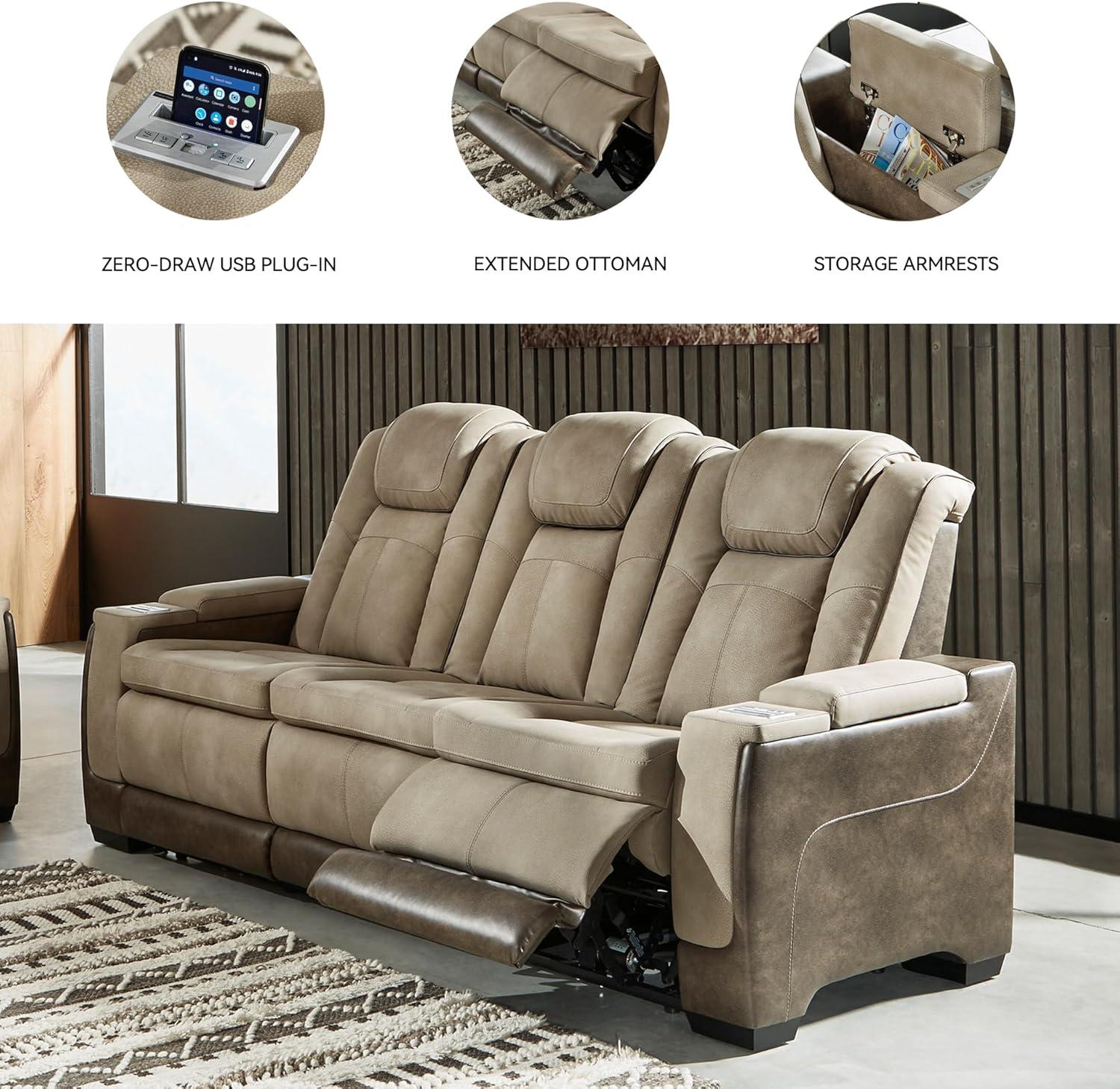 86'' Faux Leather Power Reclining Sofa