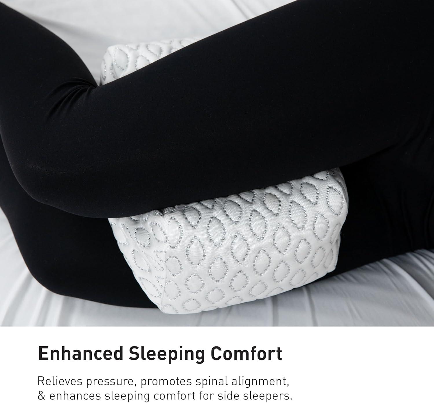 Bedgear Cooling Knee Pillow - Hourglass Design Ideal For Legs And Head - Provides Conforming Support For All Sleep Positions - Washable And Removable Cover