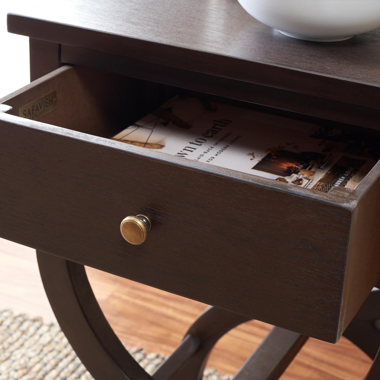 Maxine Accent Table W/ Storage Drawer - Walnut - Safavieh