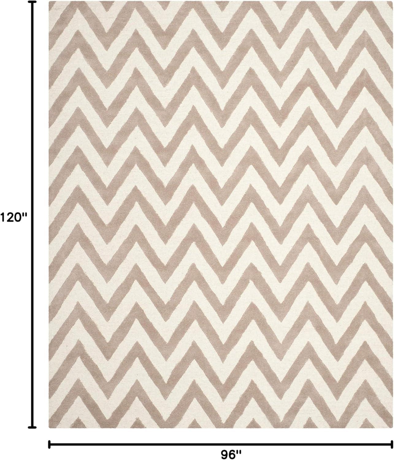 SAFAVIEH Cambridge Kaitlyn Zig Zag Stripes Wool Area Rug, Black/Ivory, 8' x 10'