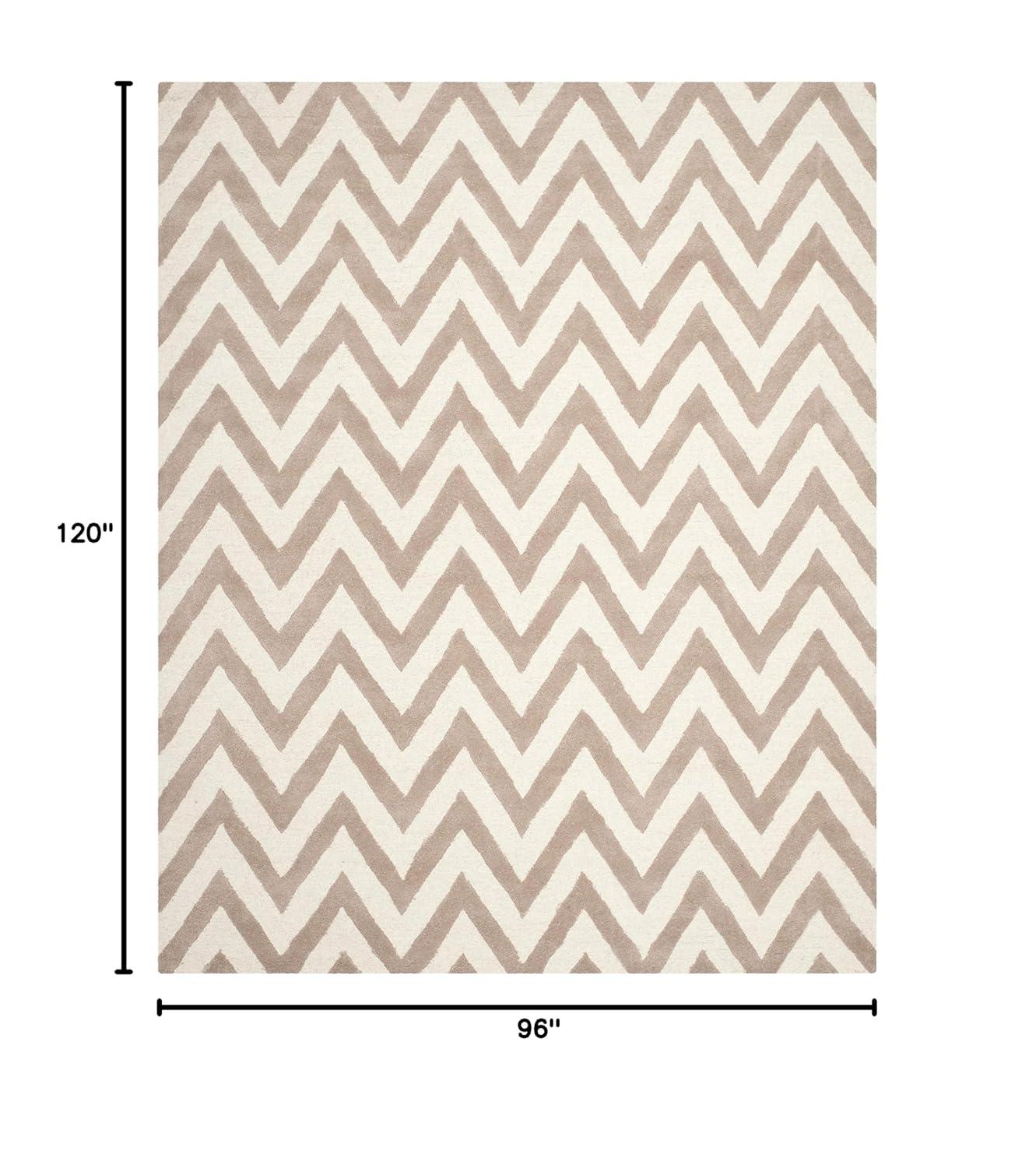 SAFAVIEH Cambridge Kaitlyn Zig Zag Stripes Wool Area Rug, Black/Ivory, 8' x 10'