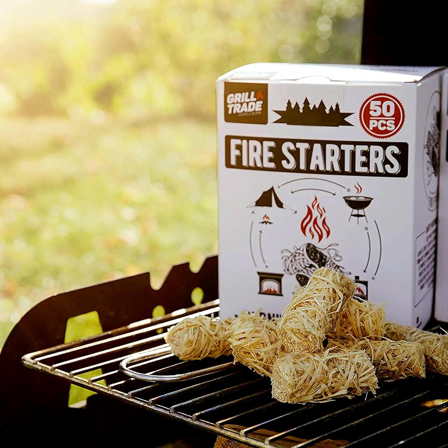 Grill Trade Firestarters - Natural Fire Starters Burn Wood 50 Firelighters