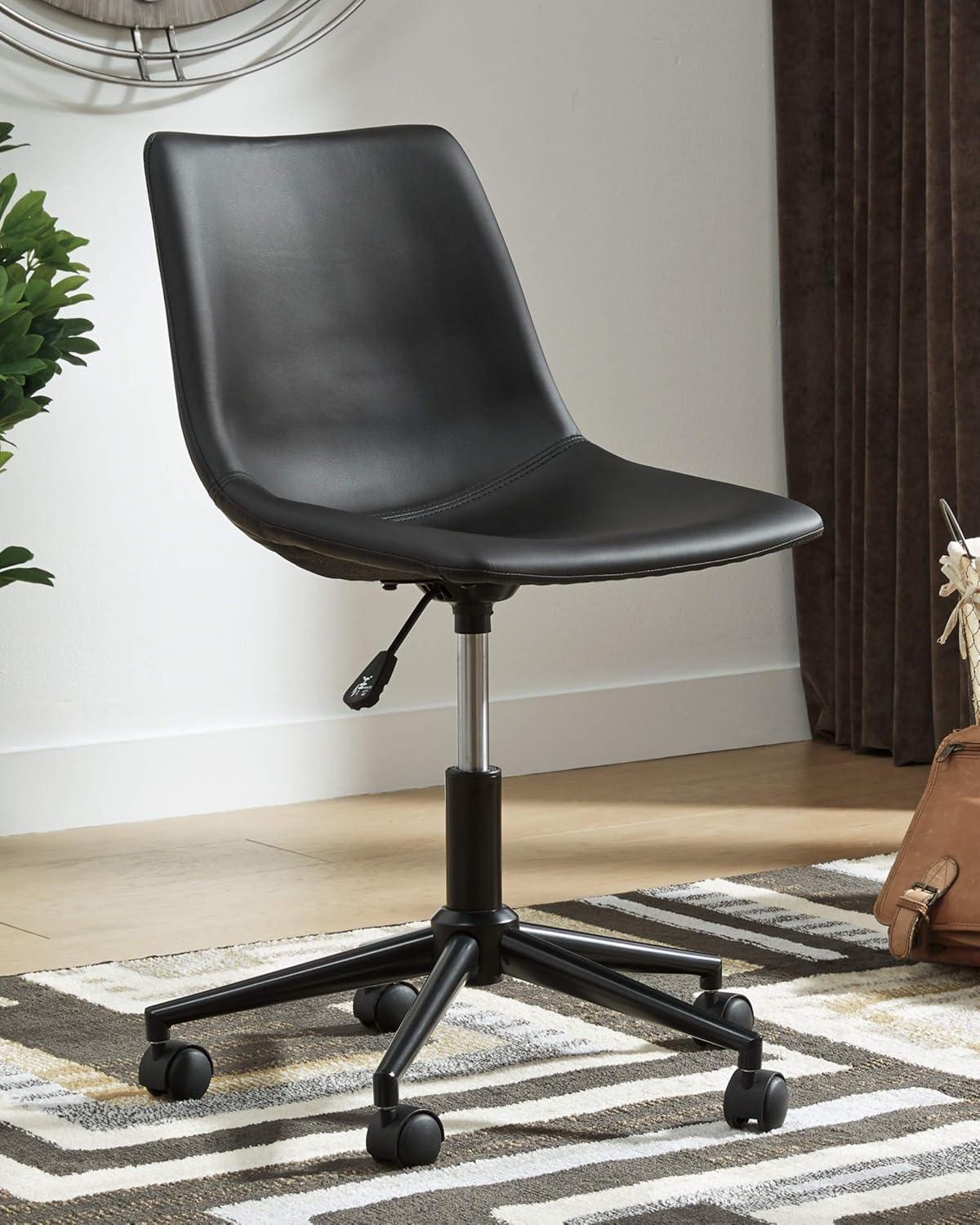 Program Home Office Swivel Desk Chair Black - Signature Design by Ashley: Faux Leather, Armless, With Wheels