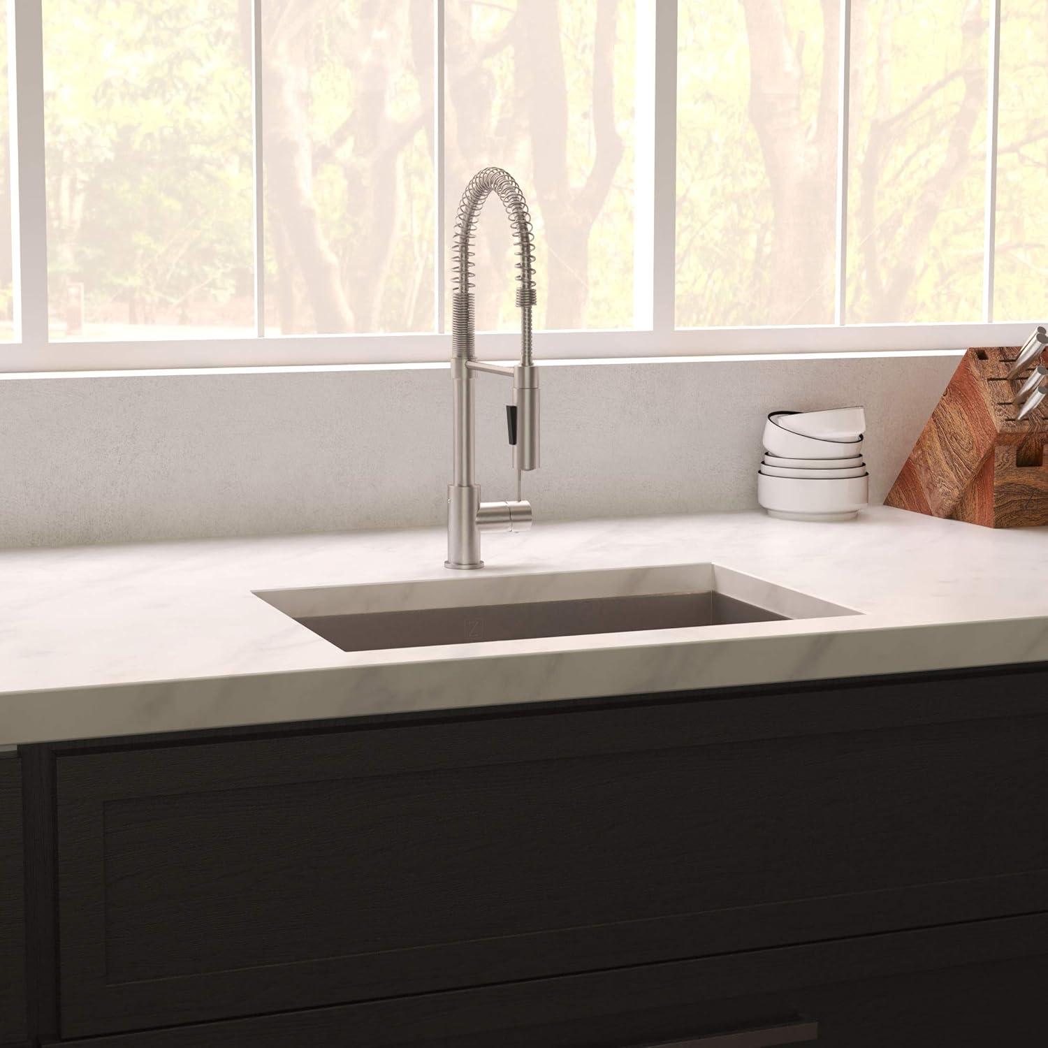 ZLINE 36 in. Meribel Undermount Single Bowl DuraSnow Stainless Steel Kitchen Sink W/ Bottom Grid (SRS-36S)