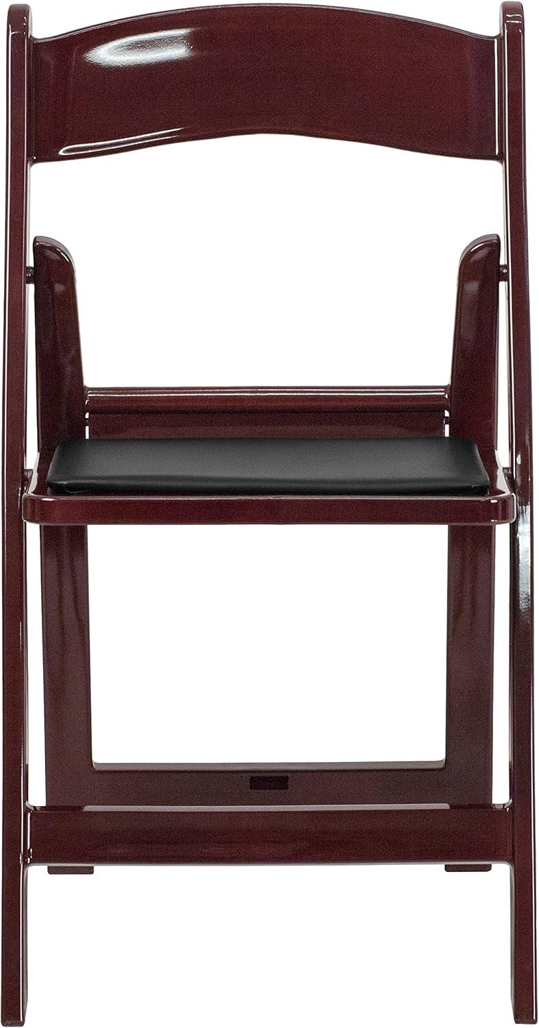 Flash Furniture Hercules Folding Chair - Red Mahogany Resin - 4 Pack 800LB Weight Capacity Comfortable Event Chair - Light Weight Folding Chair