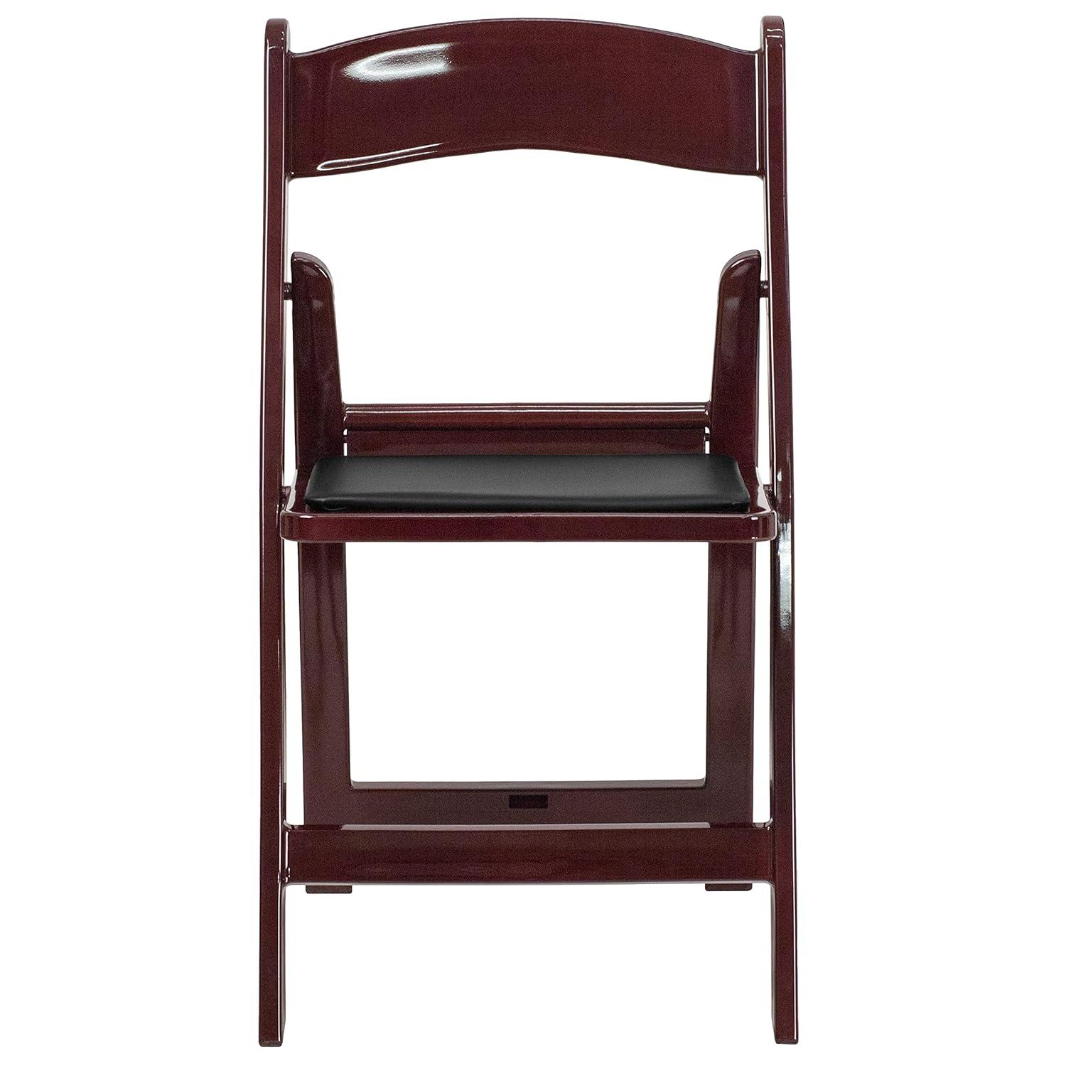 Flash Furniture Hercules Folding Chair - Red Mahogany Resin - 4 Pack 800LB Weight Capacity Comfortable Event Chair - Light Weight Folding Chair