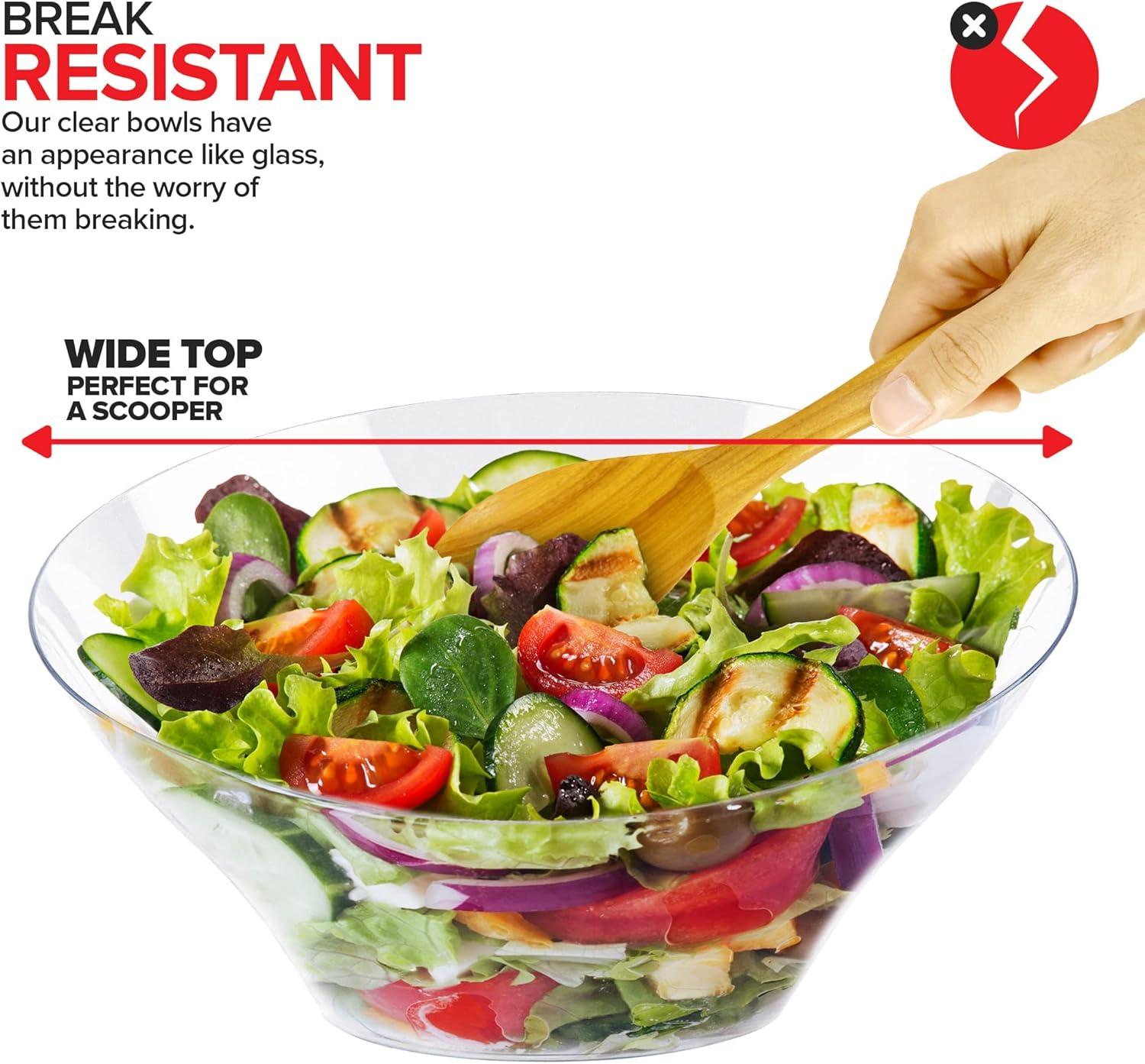 Large Clear Plastic Round Serving Bowls for Salad and Candy