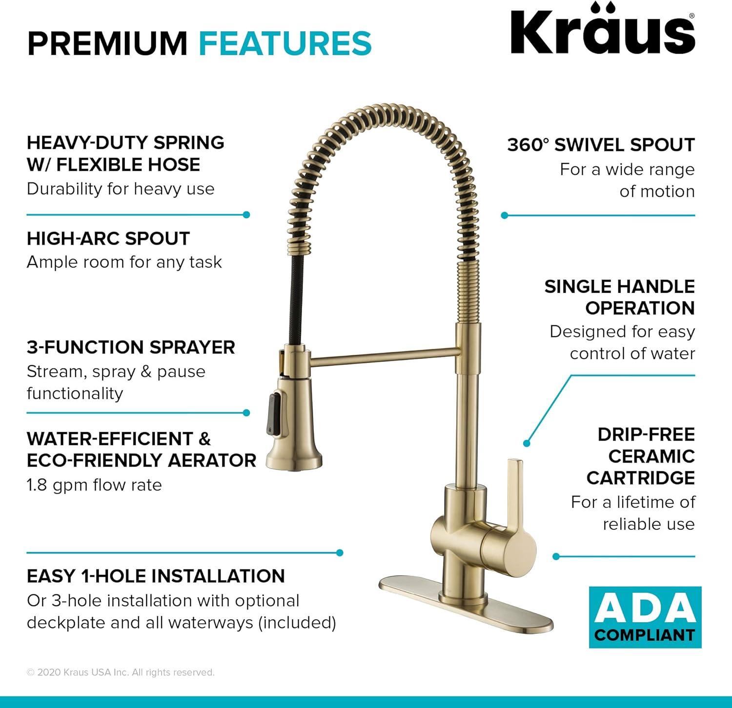 Britt Single Handle Commercial Kitchen Faucet with Dual Function Sprayhead