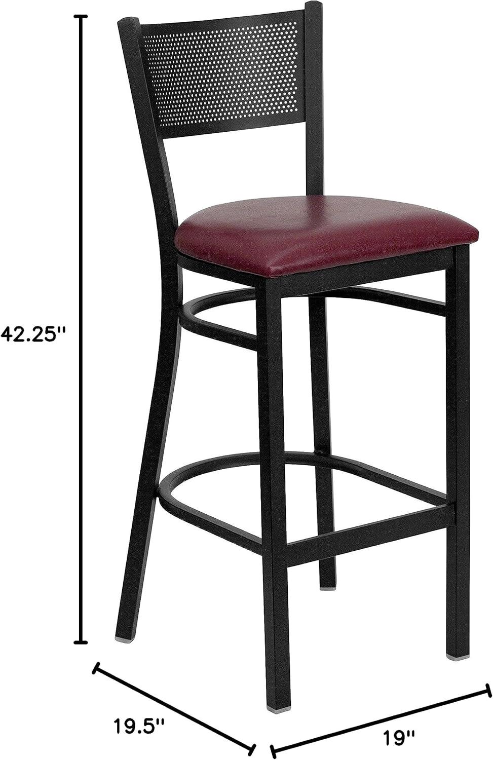 Flash Furniture Miranda Commercial Grade Grid Back Metal Restaurant Barstool with Vinyl Seat