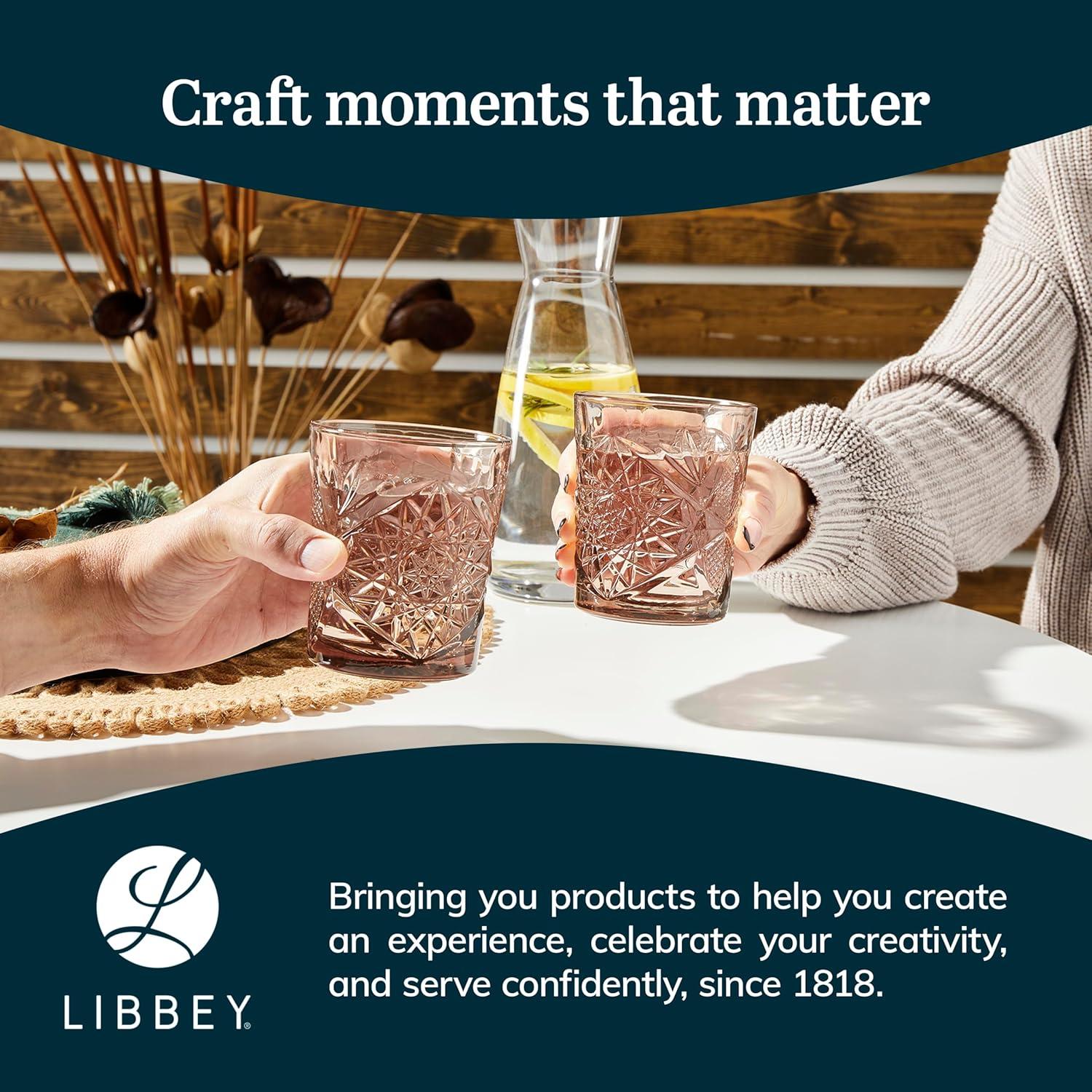 Libbey Hobstar Rose Double Old Fashioned Glasses, 12-Ounce (Set of 4)