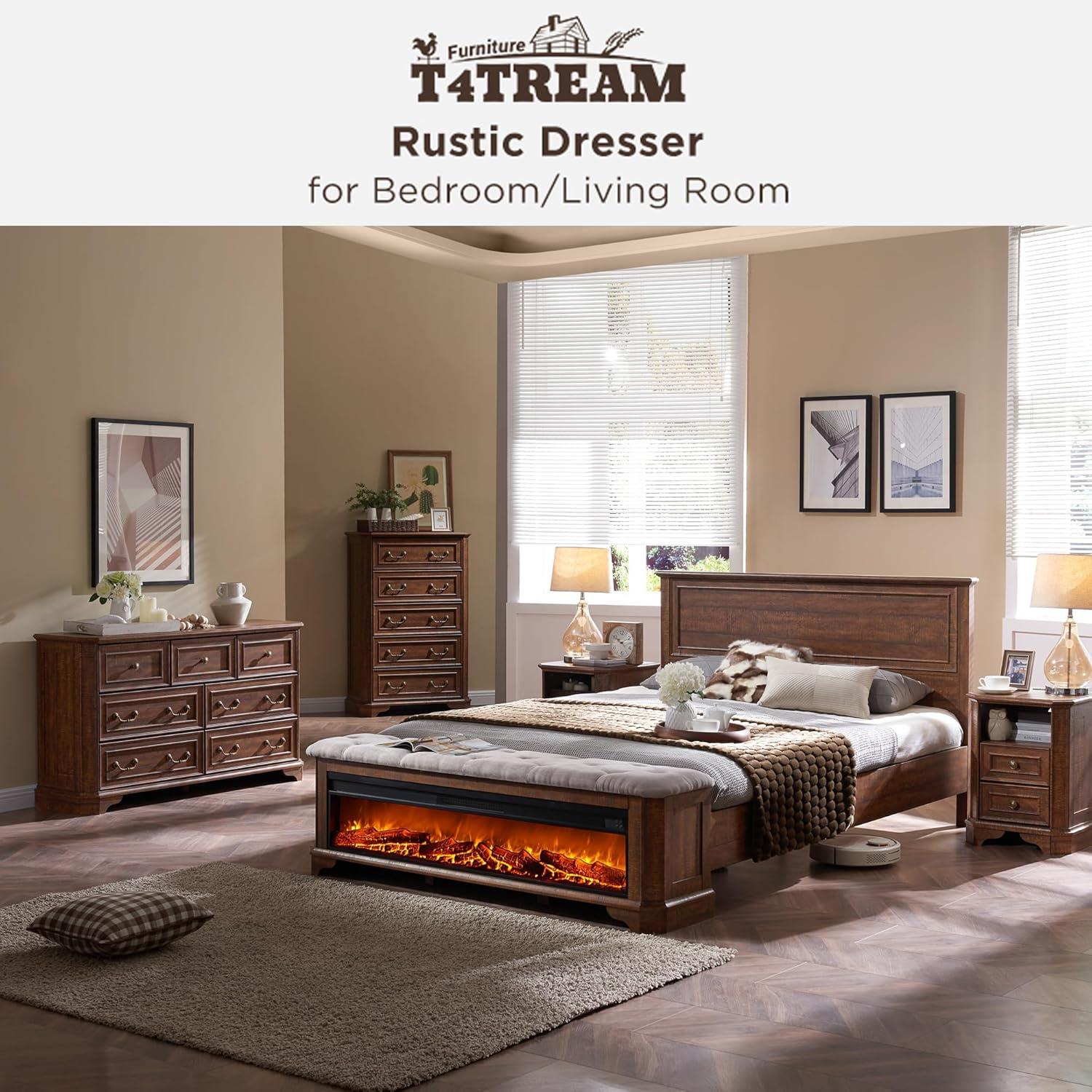 Laurel Foundry Modern Farmhouse® Theron Farmhouse 5 Drawer Bedroom Dresser, Wood Tall Chest of Drawers, Closet Storage for Bedroom