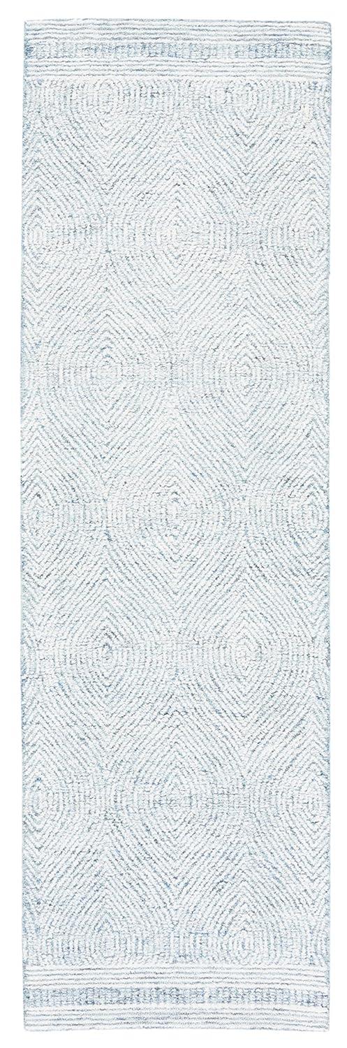 Abstract ABT340 Handmade Indoor Runner - Ivory/Blue - 2'-3"x20' - Safavieh