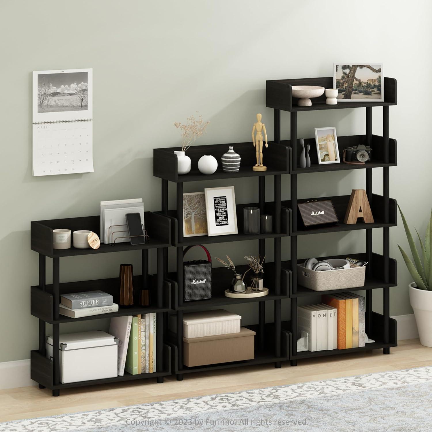 Espresso 3-Tier Toolless Freestanding Display Rack with PVC Tubes