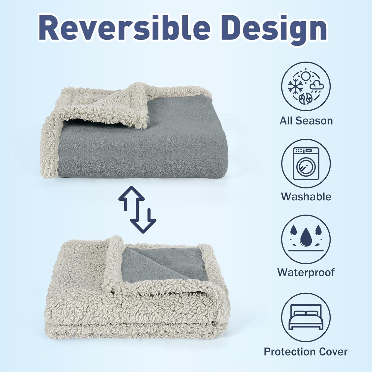 Kritter Planet Waterproof Bed Blanket, Washable Stain Proof Pad Bed Cover, Reversible Leakproof Furniture  Protector, Queen Size