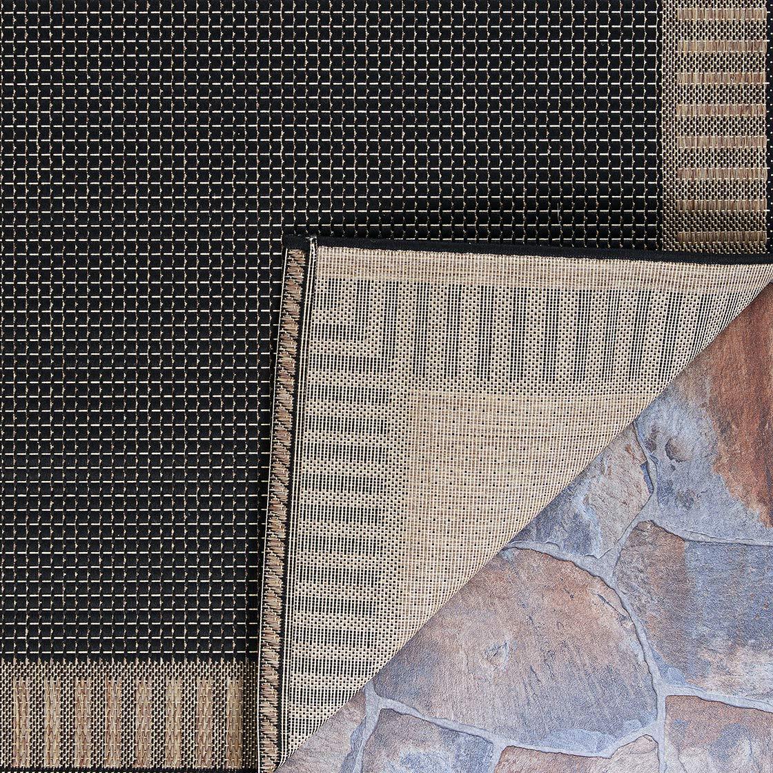 Black Synthetic Flat Woven Reversible Area Rug 70" x 110"