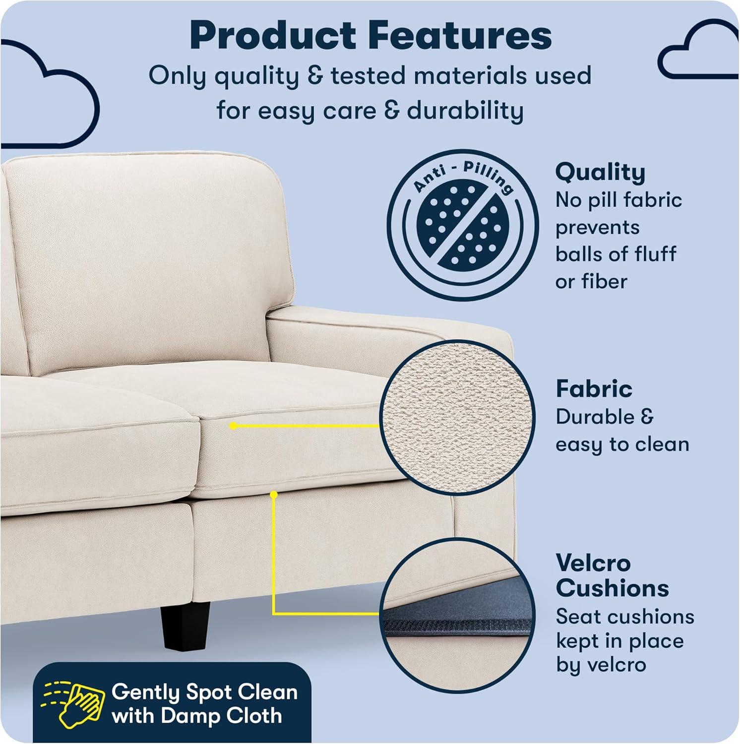 Serta Palisades 61" Track Arm Sofa, Easy Care Fabric, Soft Pillow Back, Pocket Coil Seat Cushions