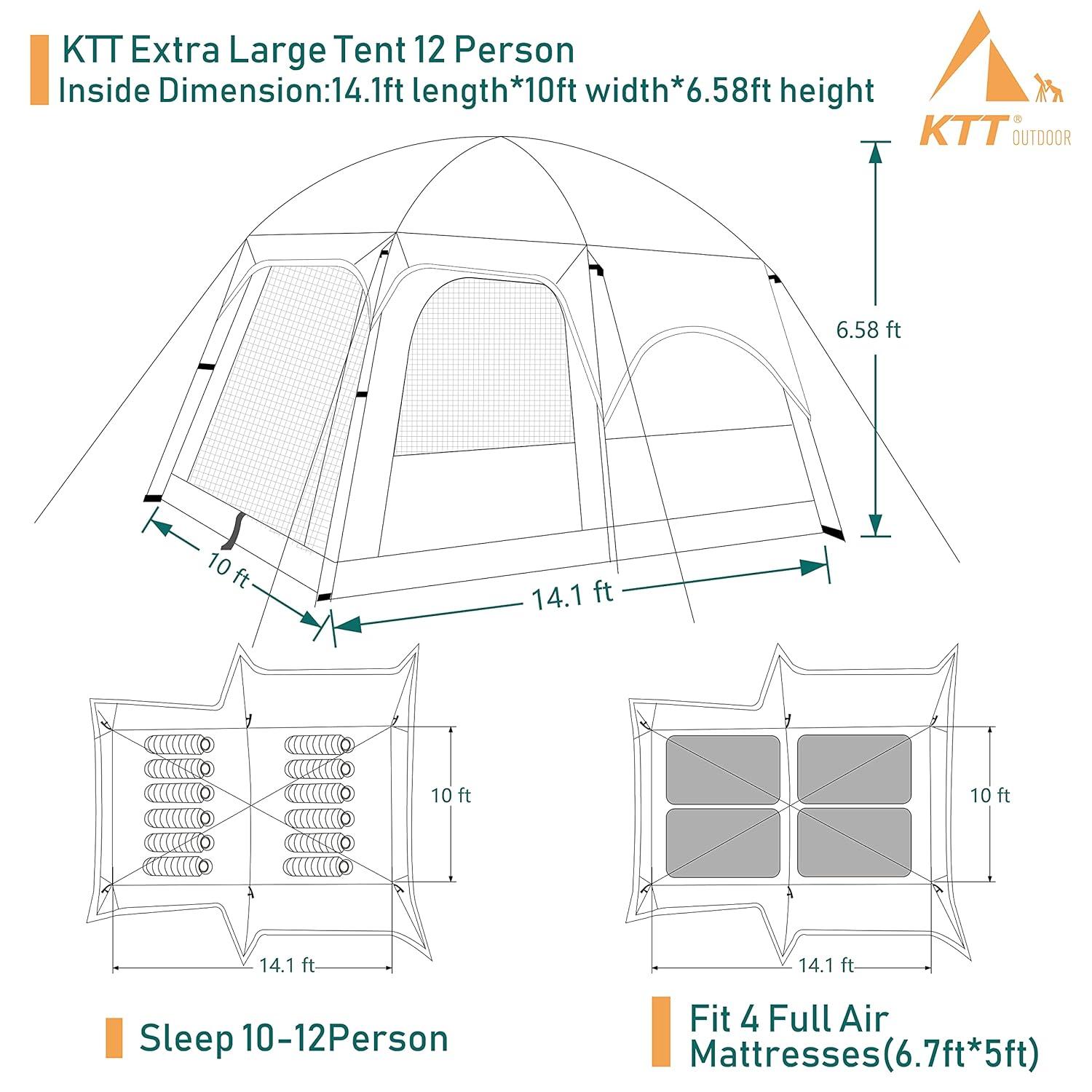 Large Gray and Orange Waterproof 6-Person Cabin Tent
