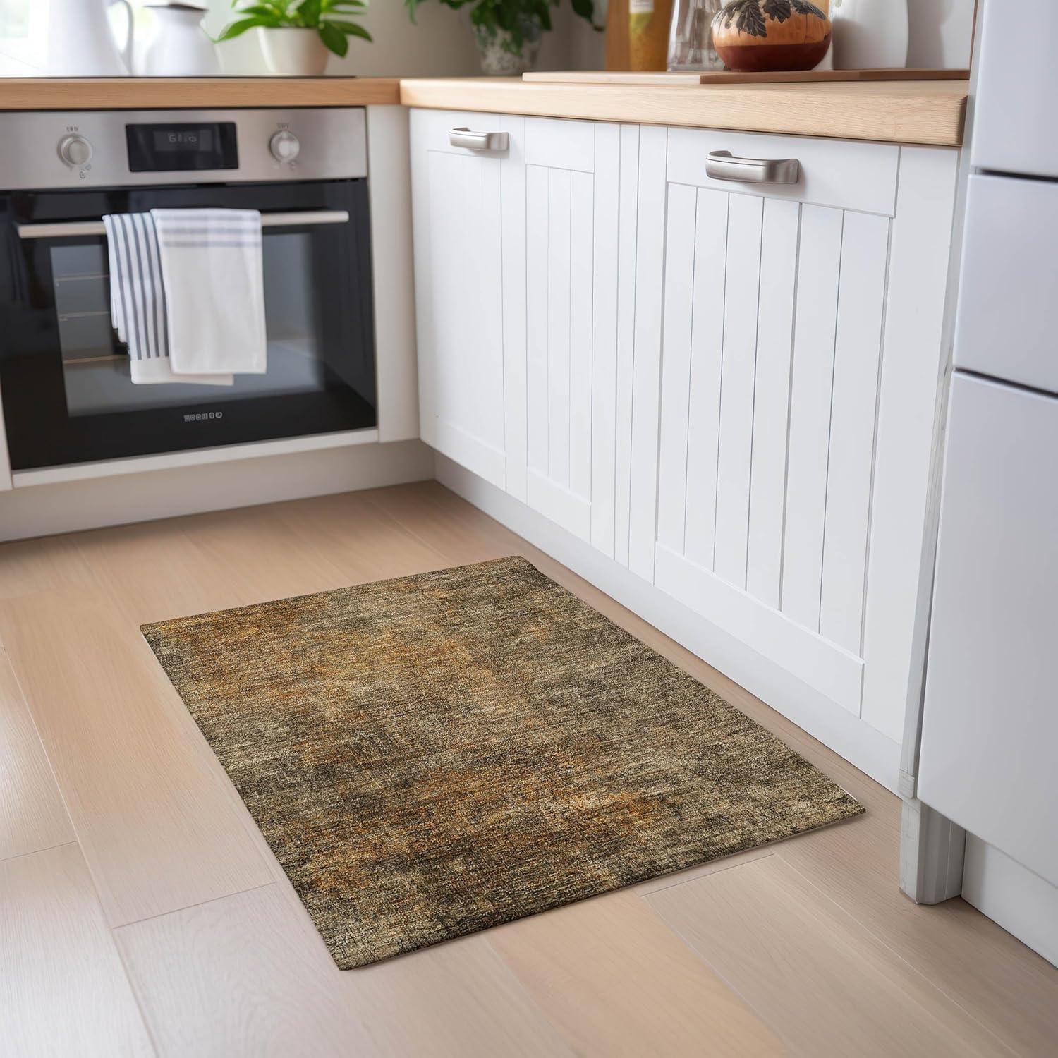 Brown Synthetic Flat Woven Reversible Washable Area Rug