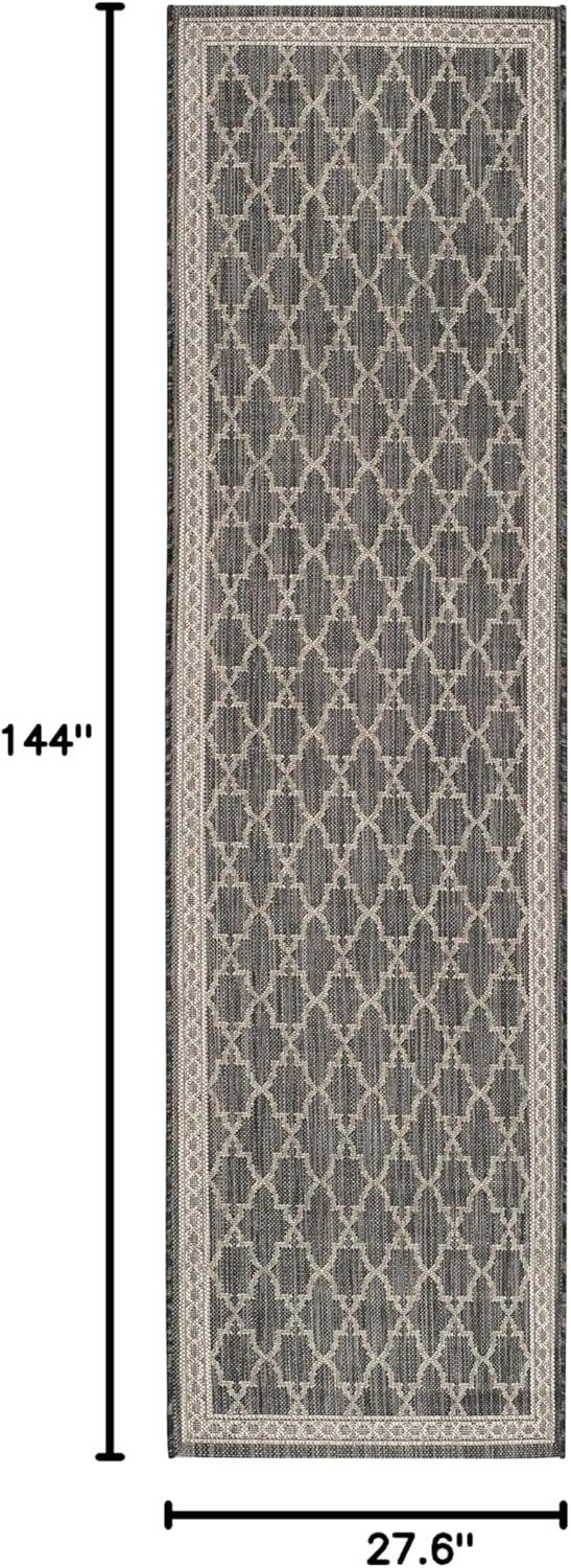 Courtyard CY8871 Power Loomed Indoor/Outdoor Runner Rug - Black/Beige - 2'3"x12' - Safavieh.