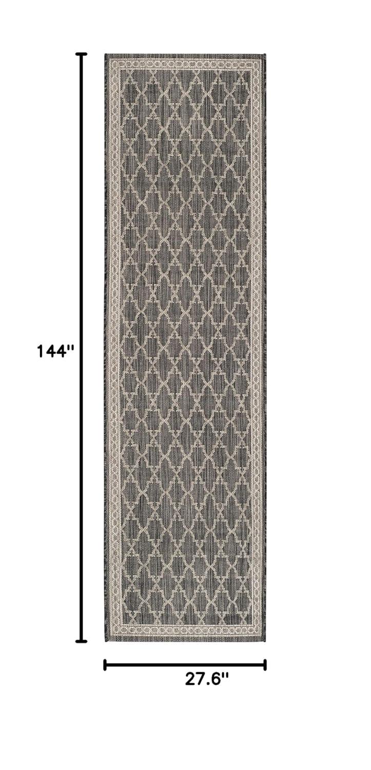 Courtyard CY8871 Power Loomed Indoor/Outdoor Runner Rug - Black/Beige - 2'3"x12' - Safavieh.