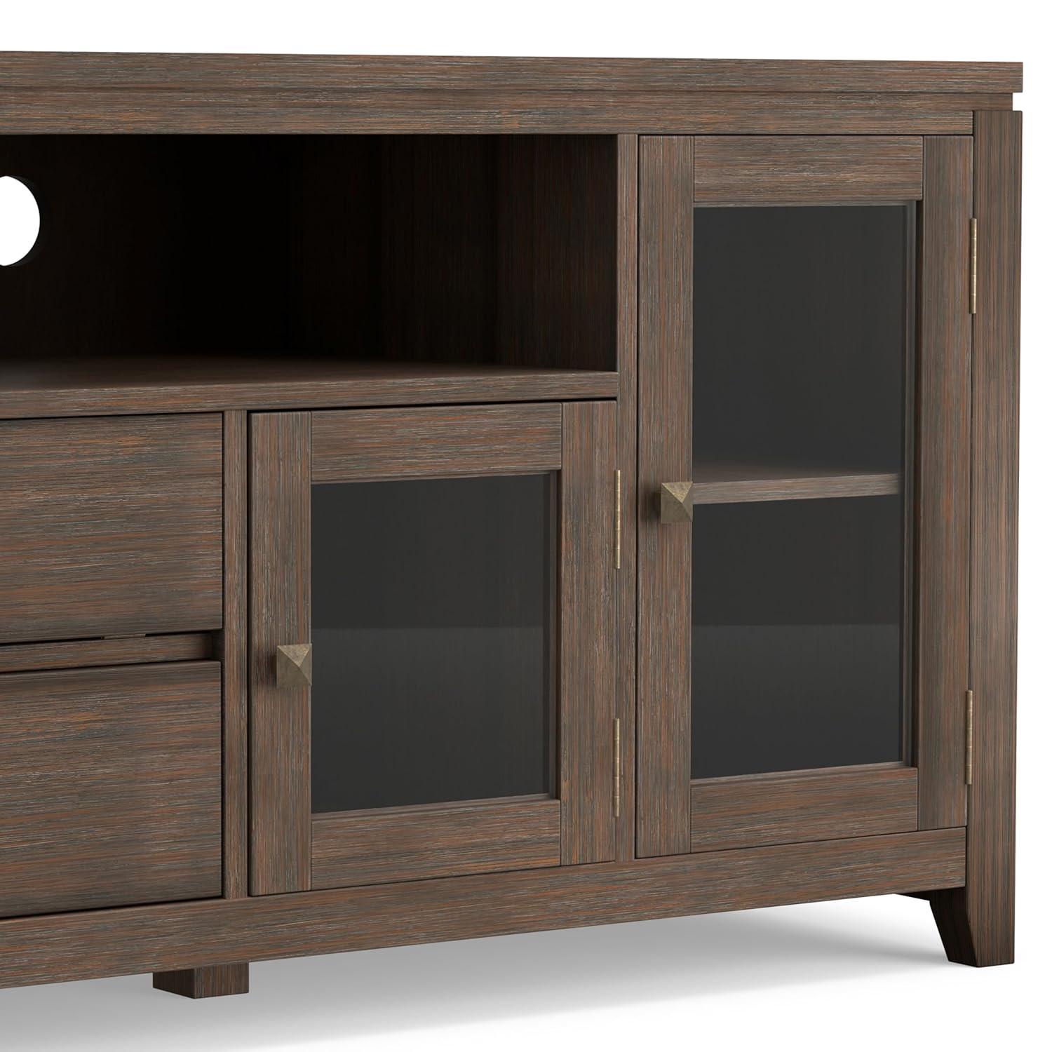 Simpli Home Cosmopolitan SOLID WOOD 72 inch Wide TV Media Stand For TVs up to 80 inches