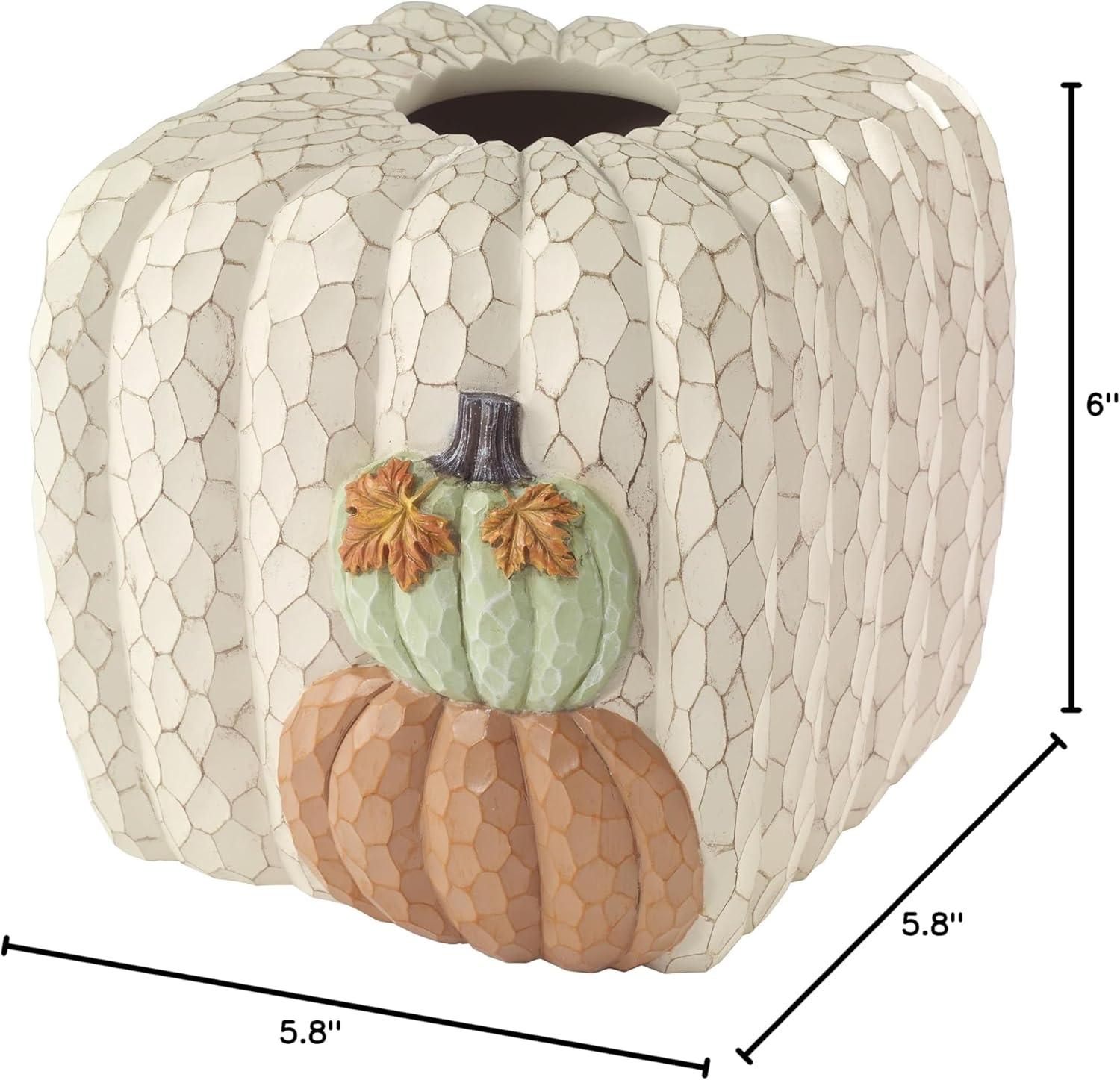 Rustic Off-White Resin Pumpkin Tissue Holder