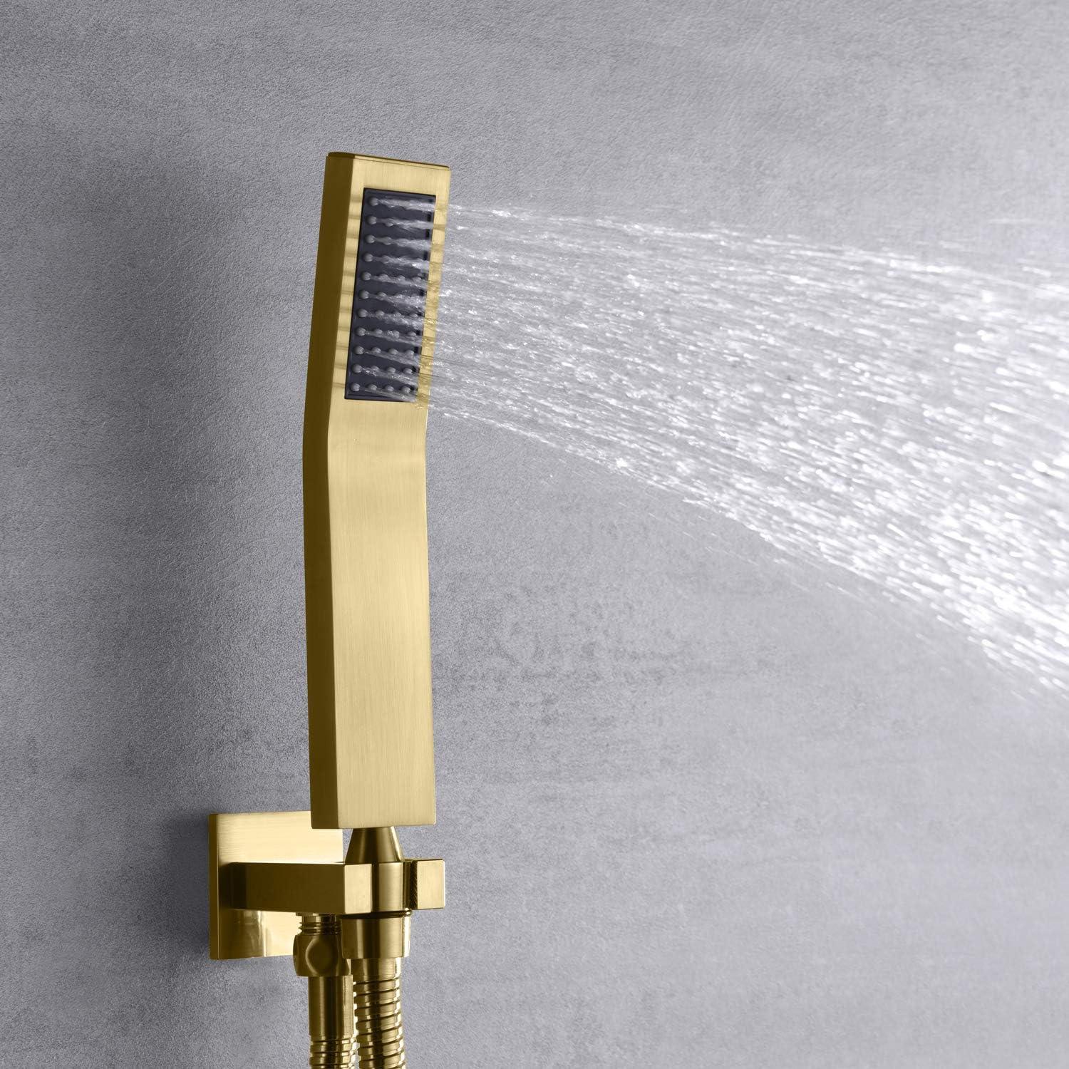 Pressure Balance Shower Faucet System with Valve, Brushed Gold Finish