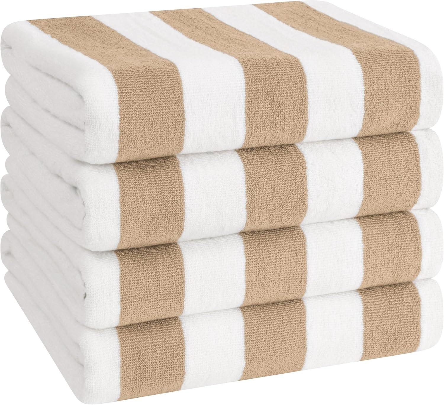 American Soft Linen Beach Towel, 100% Cotton Cabana Striped Beach Towel, 30 in by 60 in Soft Absorbent Beach Pool Towel
, Turquoise Blue