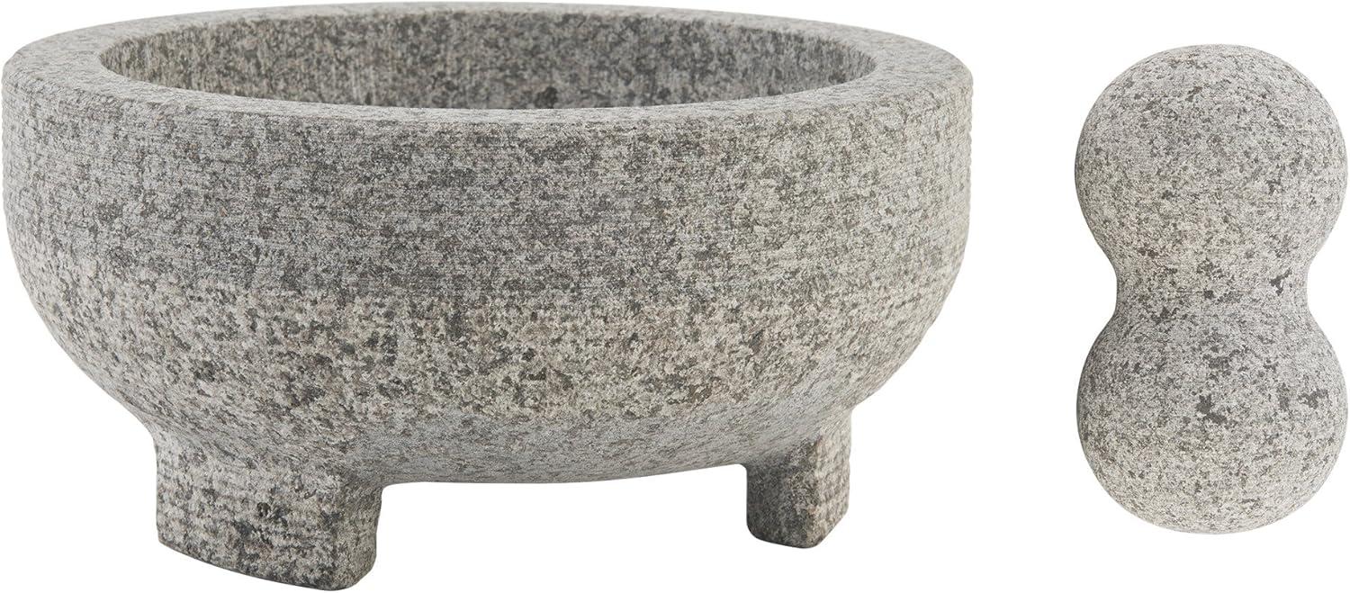 Large Gray Granite Molcajete Mortar and Pestle, 4-Cup