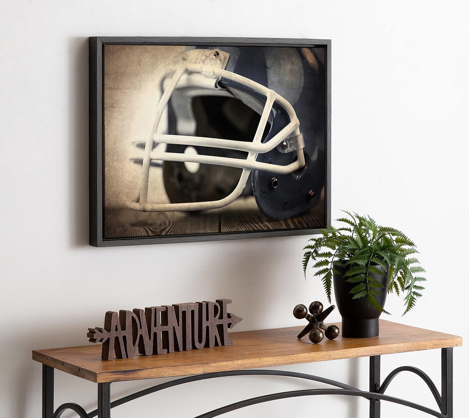 18" x 24" Sylvie Football Helmet Framed Canvas by Shawn St. Peter Gray - DesignOvation