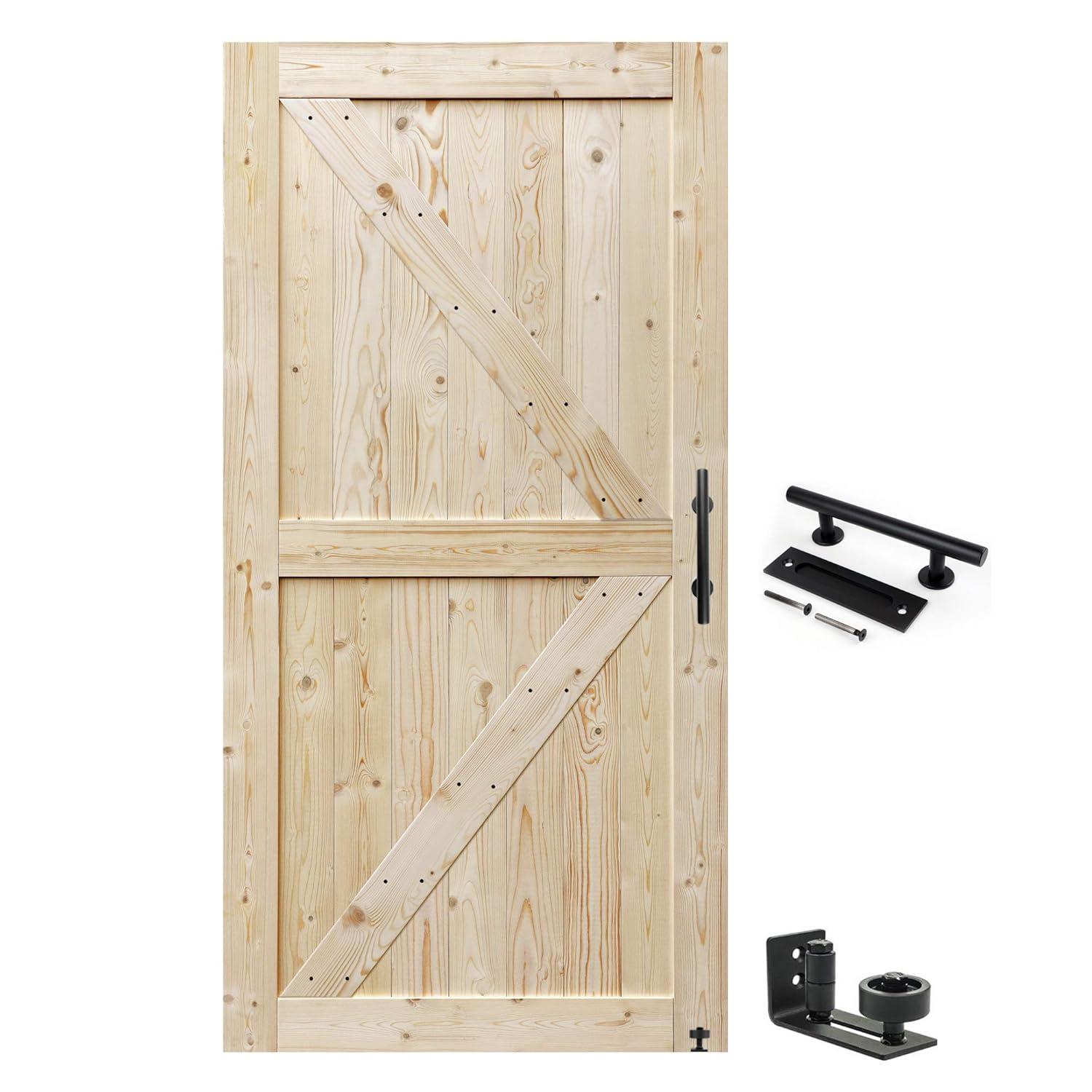 S&Z TOPHAND Barn Door, Unfinished British Brace Barn Door/Country Style/Solid Wood/Sliding Door/Durable
