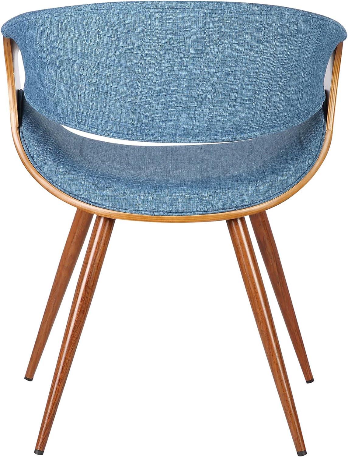 Mid-Century Modern Upholstered Blue Wood Side Chair