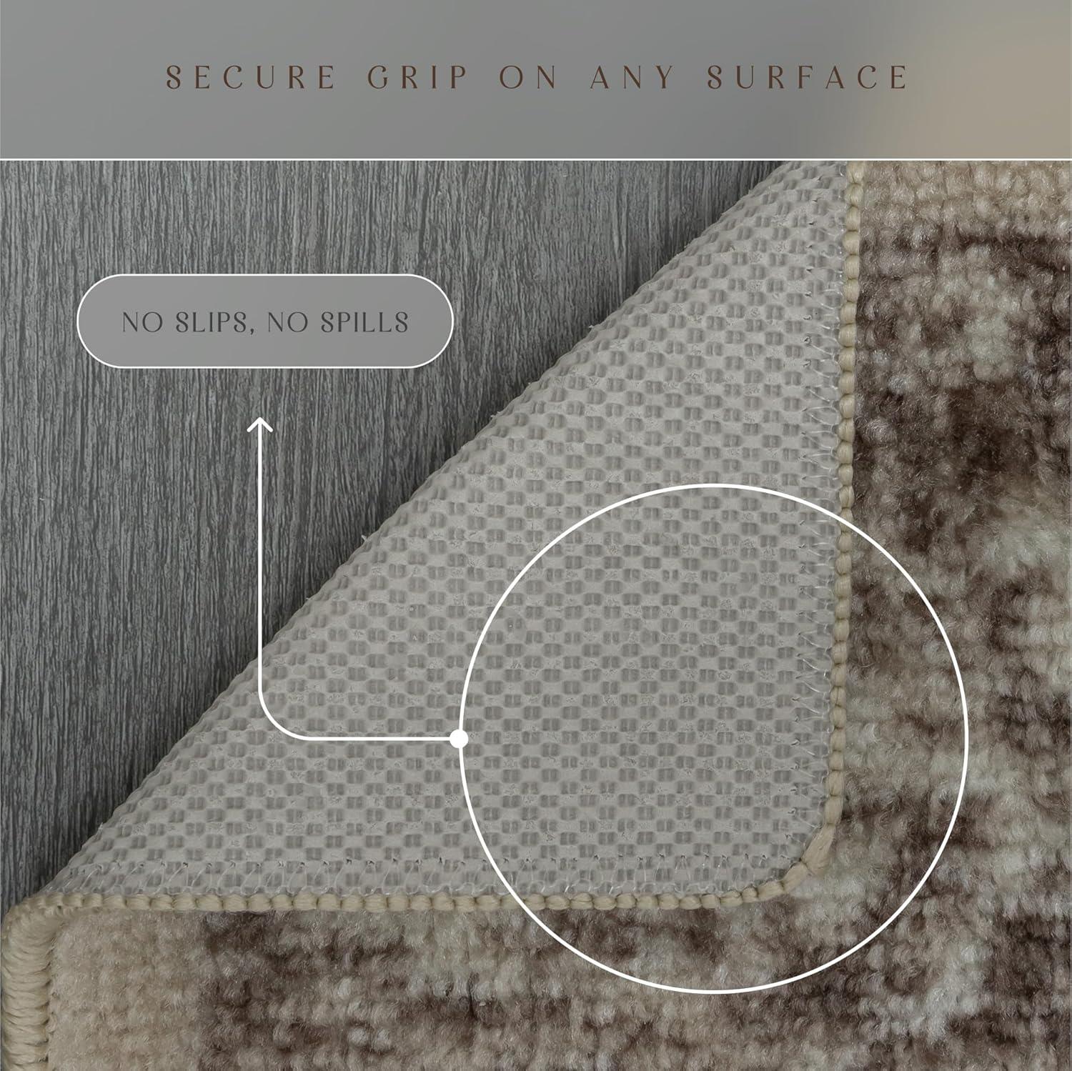 Maples Rugs Lexington Farmhouse Floral Taupe Washable Entryway Area Rug, 2'6 x 3'10