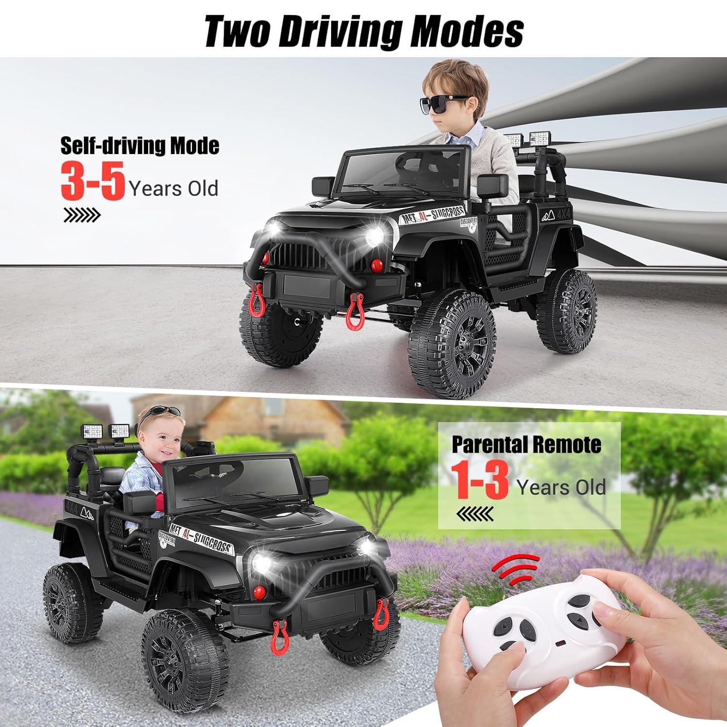 Ancheer Alex 24V Electric Ride on Jeeps for Kids, Ride On Car Truck with Remote Control, Battery Power Car Wheels for Kids w/LED Lights, Bluetooth, Music, 3 Speeds, 24 Volt Ride on Toys for Boys and Girls