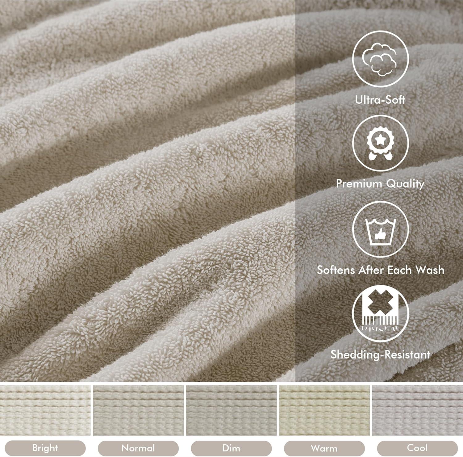 Madison Park 8pc 100% Cotton Highly Absorbent Bath Towel Set Natural: Heavyweight Terry, OEKO-TEX Certified