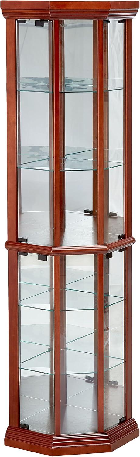Coaster Appledale Traditional 6 Shelf Corner Curio Cabinet with Glass Doors Medium Brown