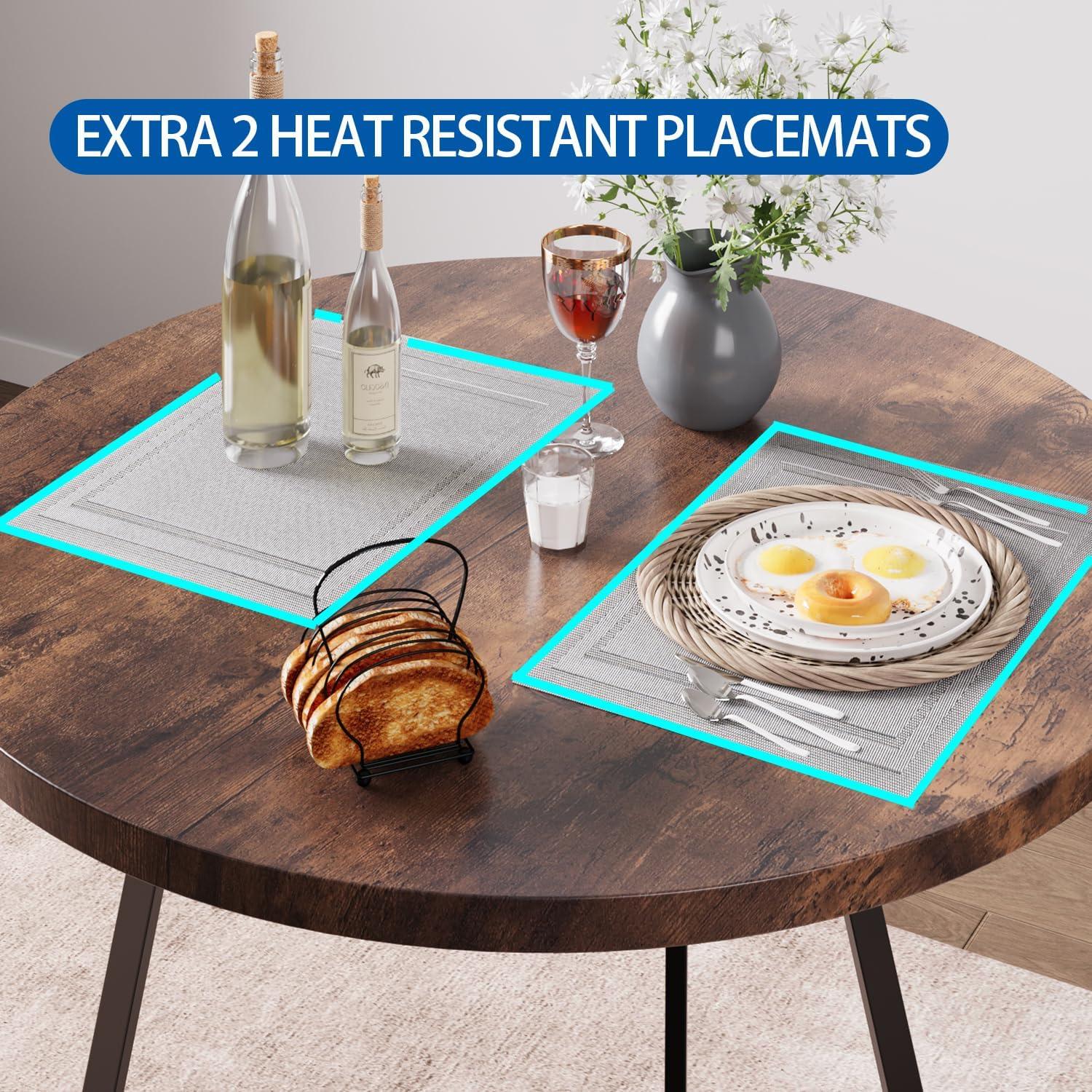 Dining Table Set for 2, Kitchen Table & Chair Sets for 2, Round Kitchen Table for Small Space, Apartment, Breakfast Nook