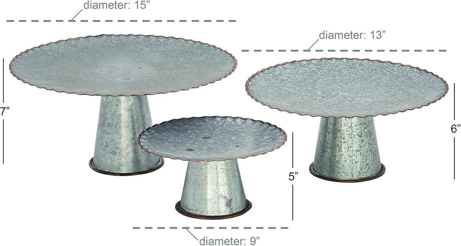 Croker Metal Galvanized Decorative Gray Cake Stand Set