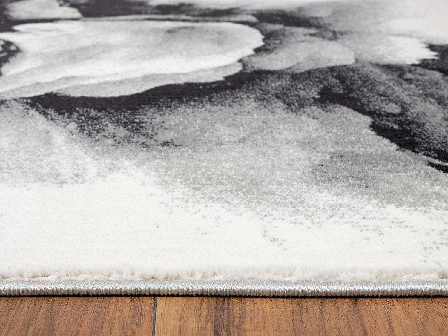 Gray Geometric 6' x 9' Stain-Resistant Synthetic Area Rug