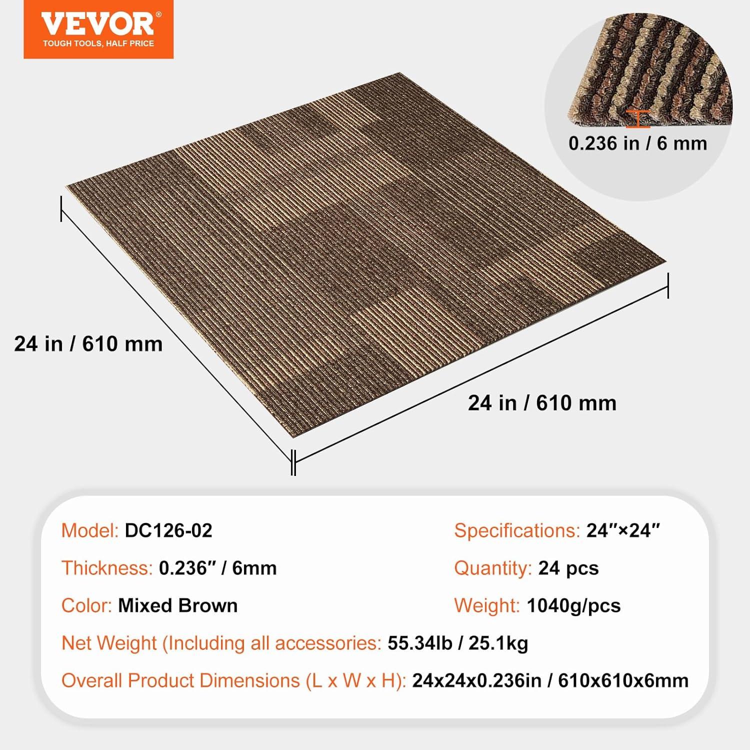 24'' W x 24'' L Level Cut And Loop Polyester Carpet Tile