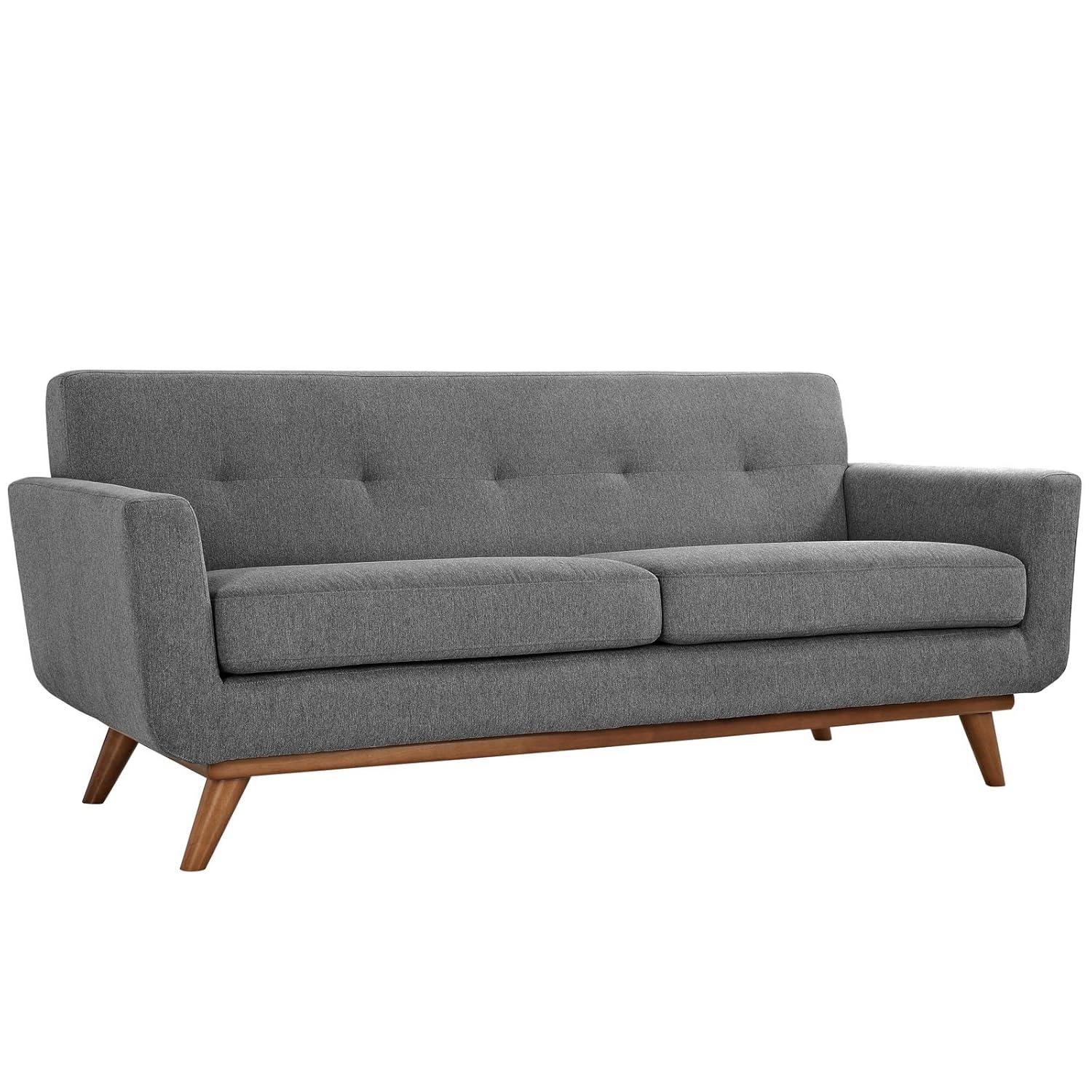 Engage Performance Velvet Loveseat Gray - Modway: Upholstered Rubberwood Frame, 2-Seater for Living Room