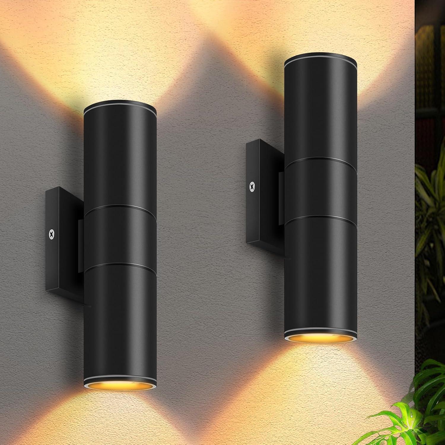 Outdoor Wall Light Fixtures: Cylinder Outdoor Wall Sconce Light - Aluminum Modern Exterior Wall Llights for Porch