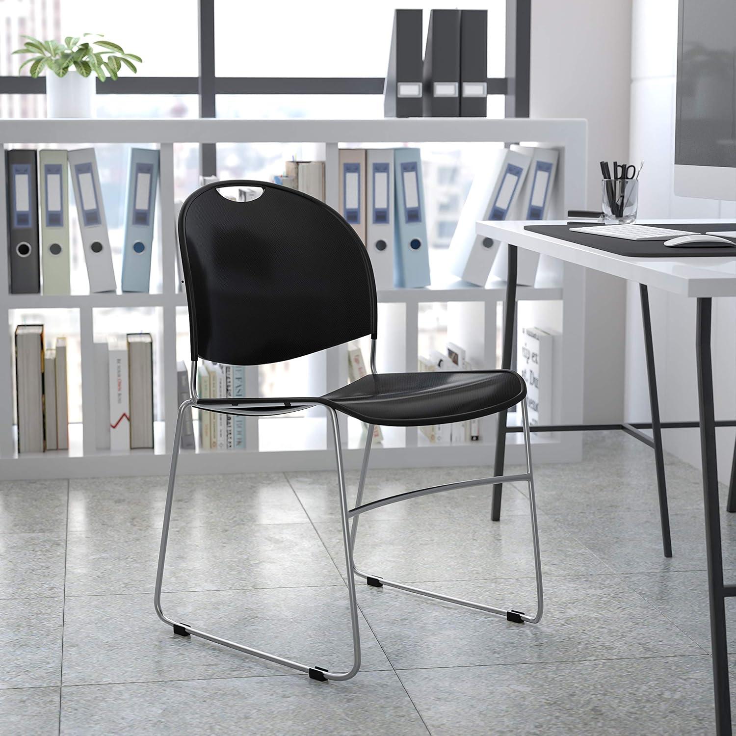 Flash Furniture Gaea 880 lb. Capacity Ultra-Compact Stack Chair with Metal Frame (Set of 5)