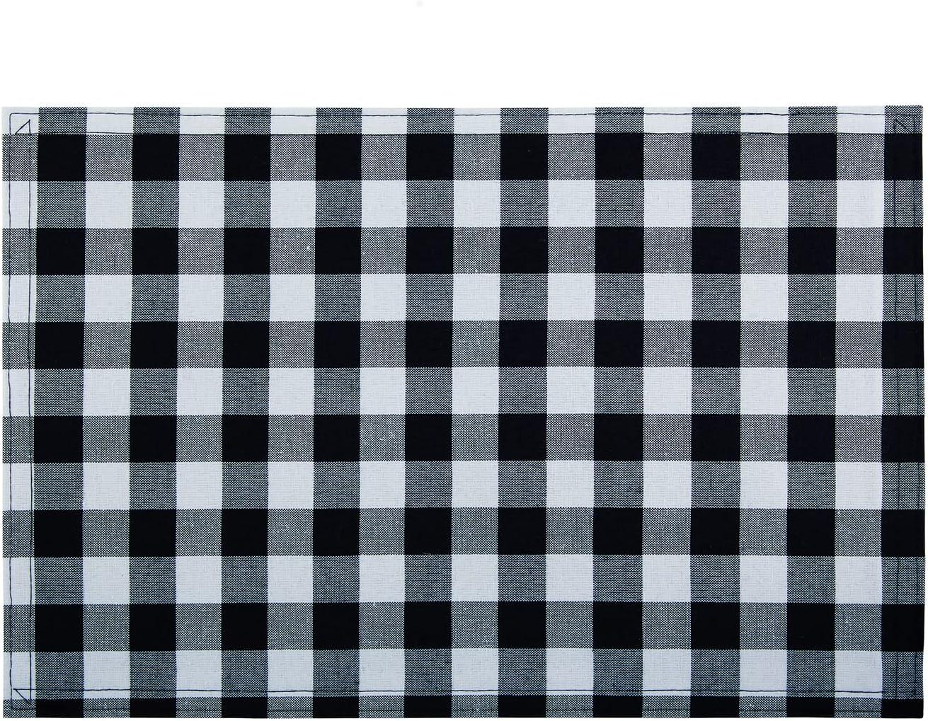 Achim Buffalo Check Polyester, Cotton Reversible Placemat - Black, White - Set of Four