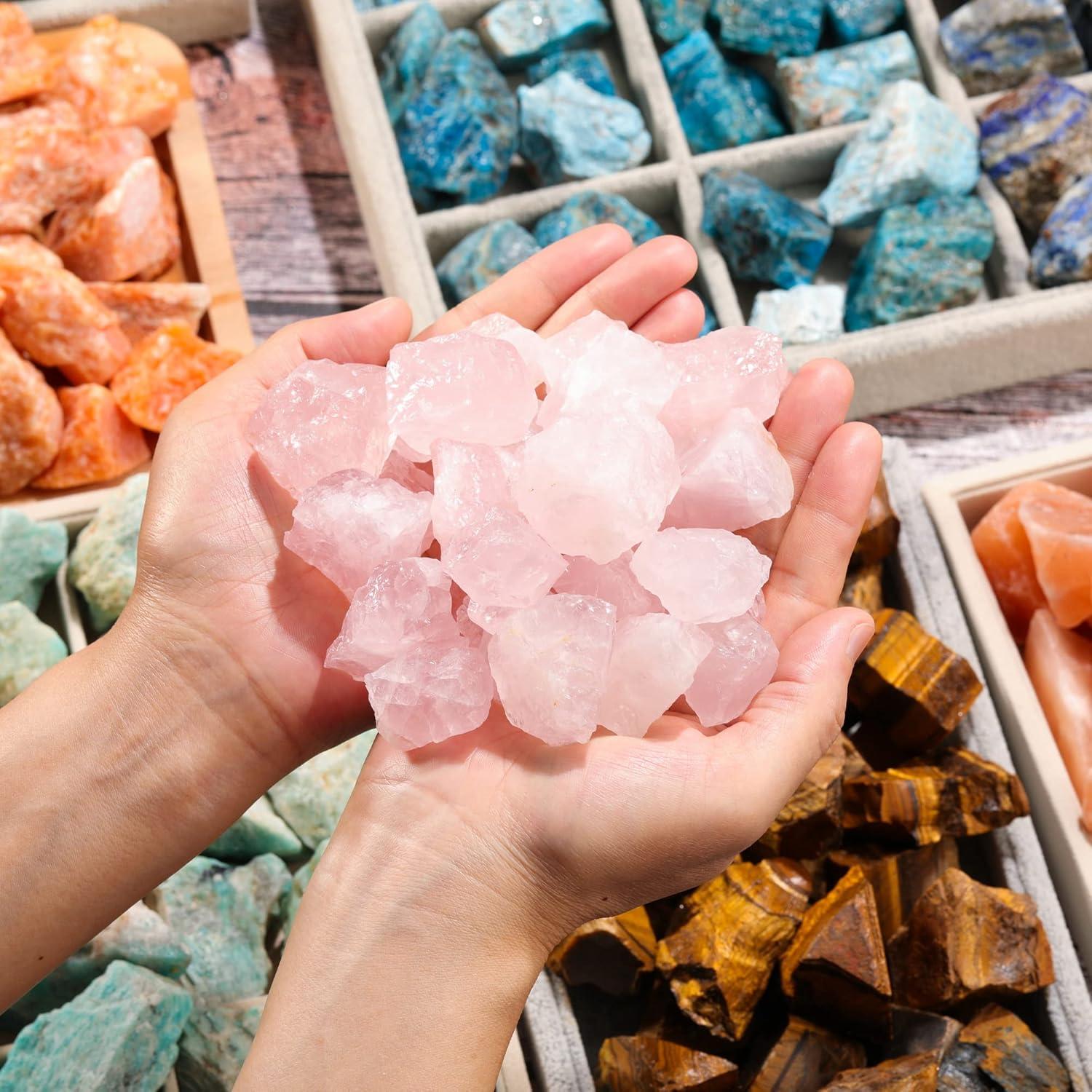 1 lb Natural Raw Rose Quartz Rough Stones Set