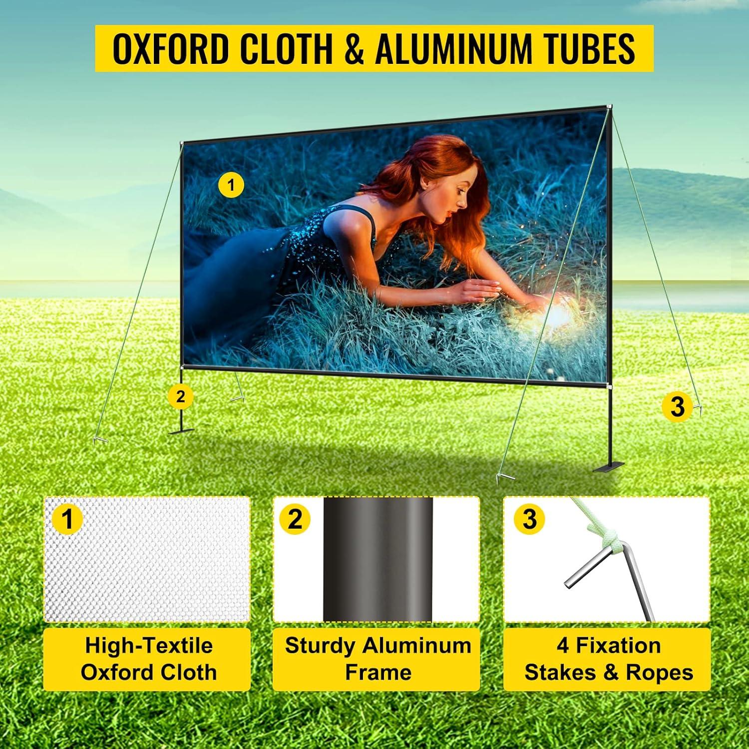 90" 4K HD Portable Movie Screen with Stand